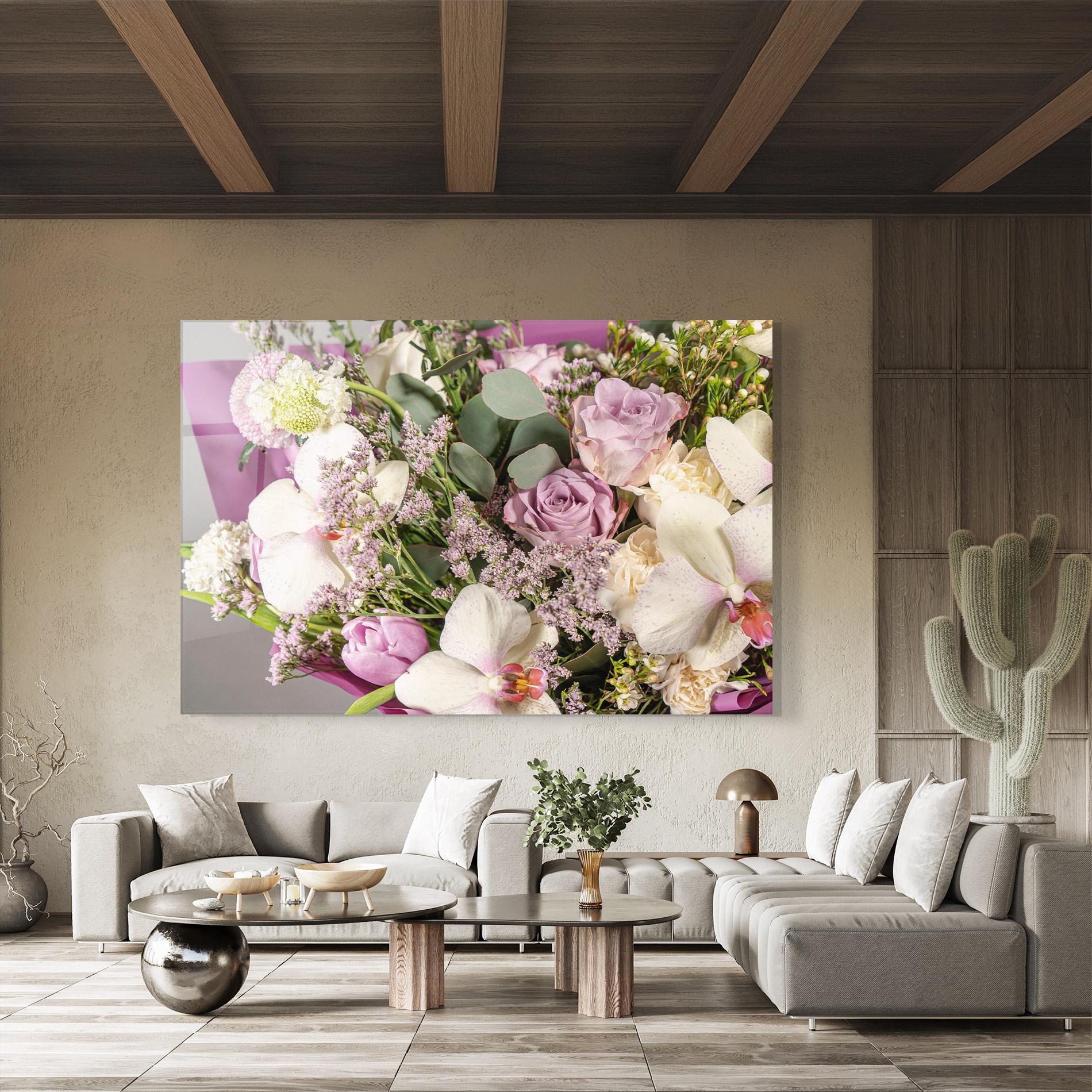 Üvegkép Cute Purple Bouquet mockup 8