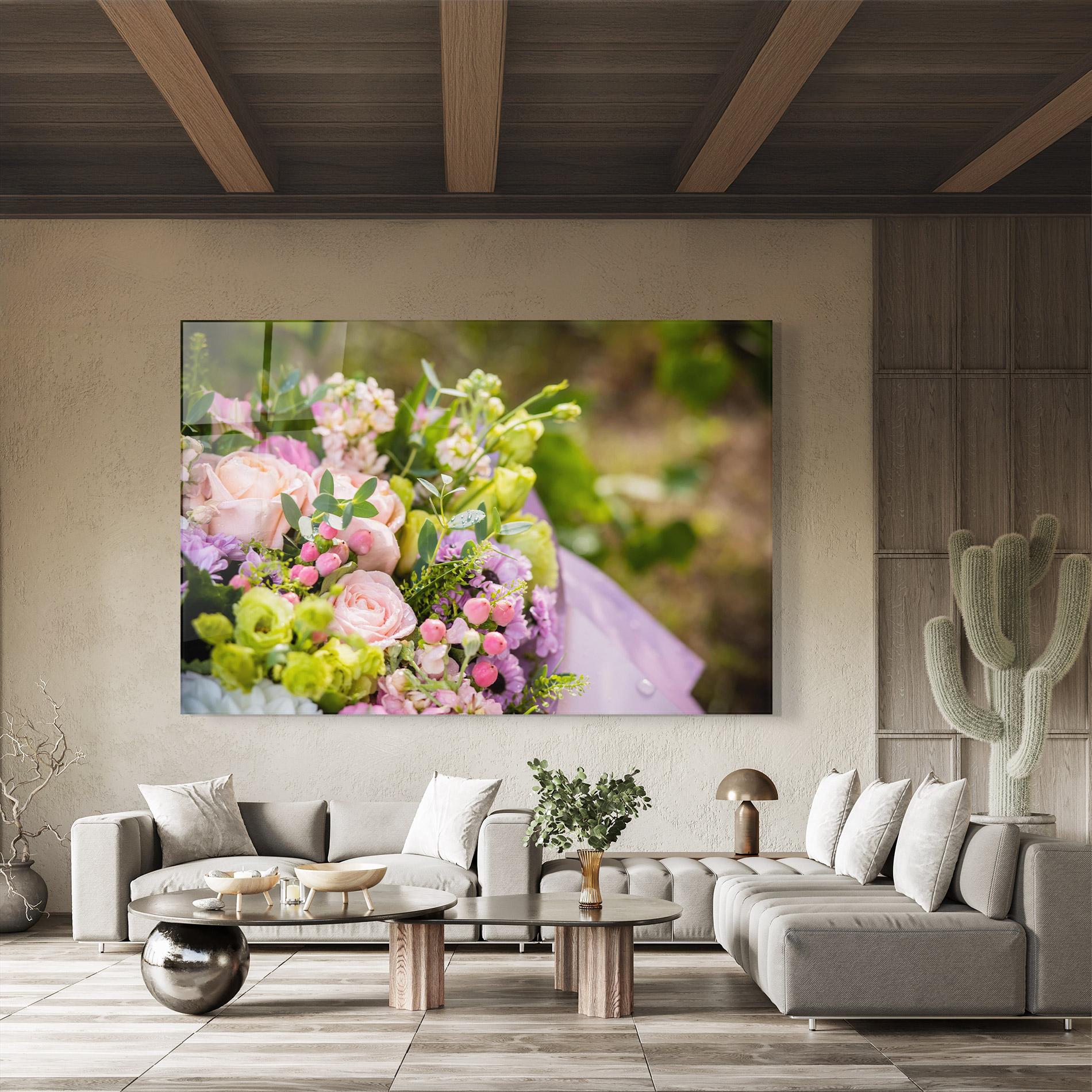Üvegkép Green Pink Bouquet mockup 8