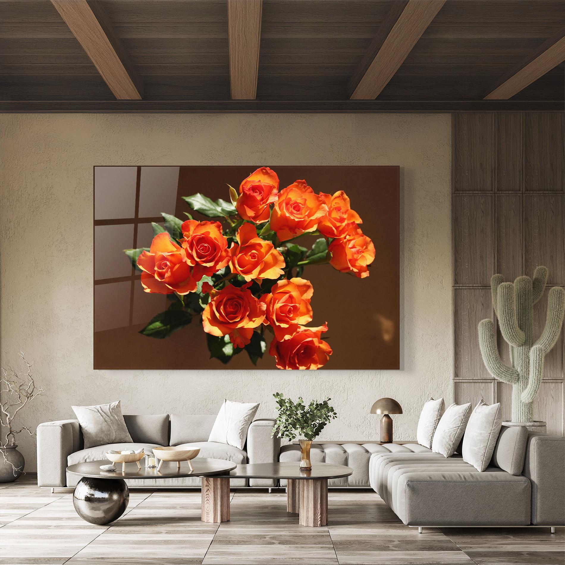 Üvegkép Orange Roses Bouquet mockup 8