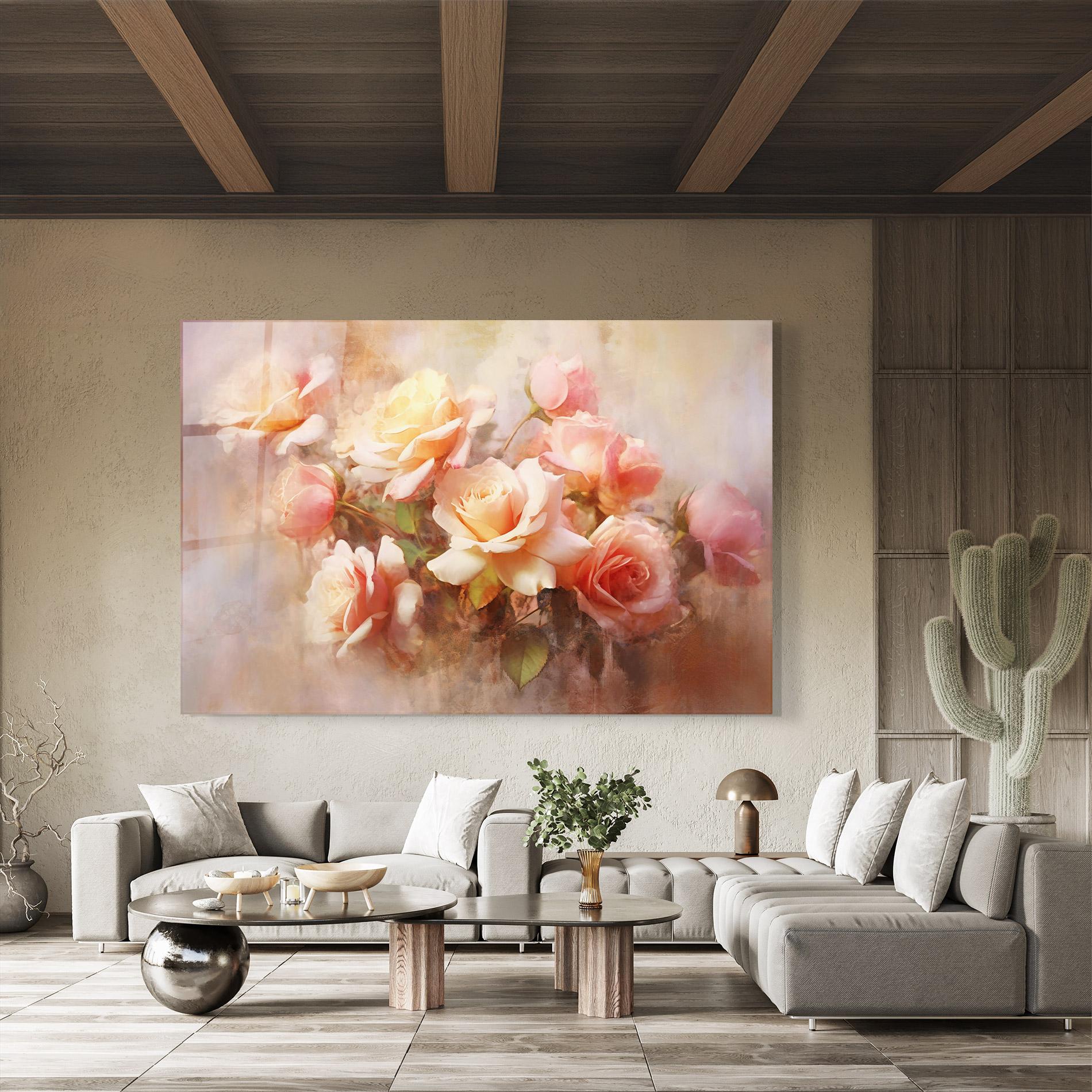 Üvegkép Roses Bouquet Painting mockup 8