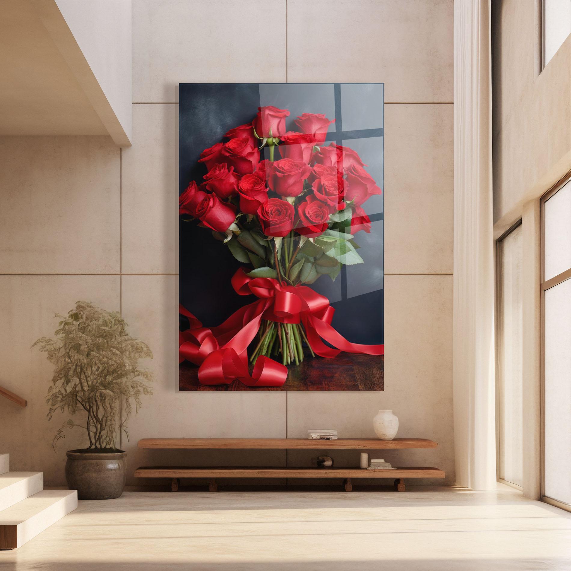 Üvegkép Beautiful Red Roses Bouquet mockup 8