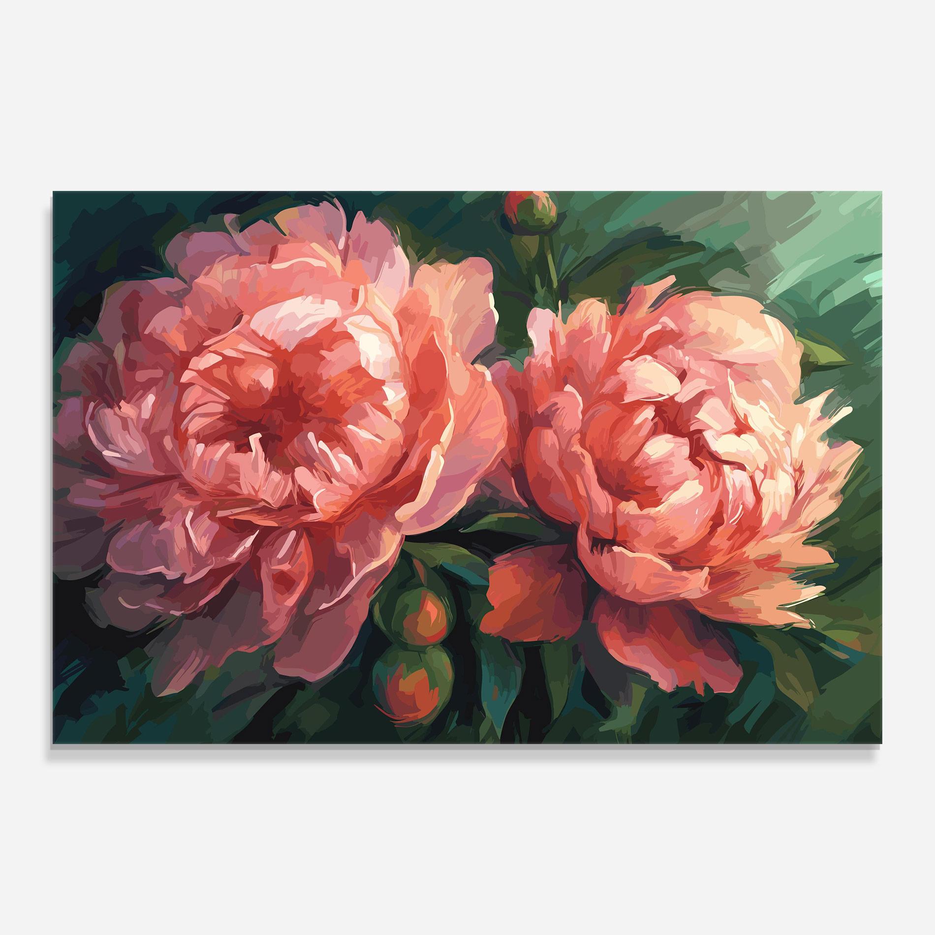 Üvegkép Peony Buds Painting mockup 0