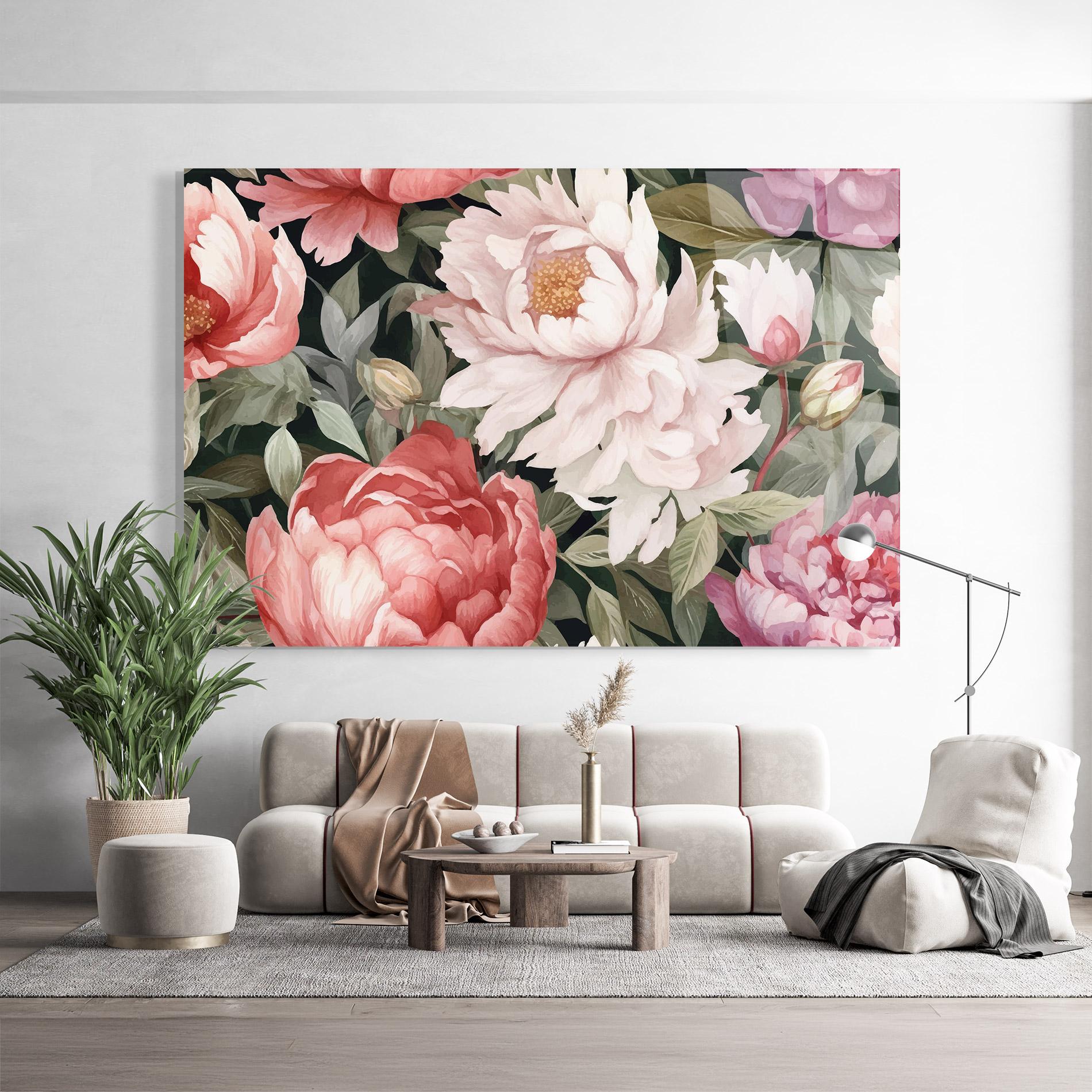 Üvegkép Light Peony Art mockup 9