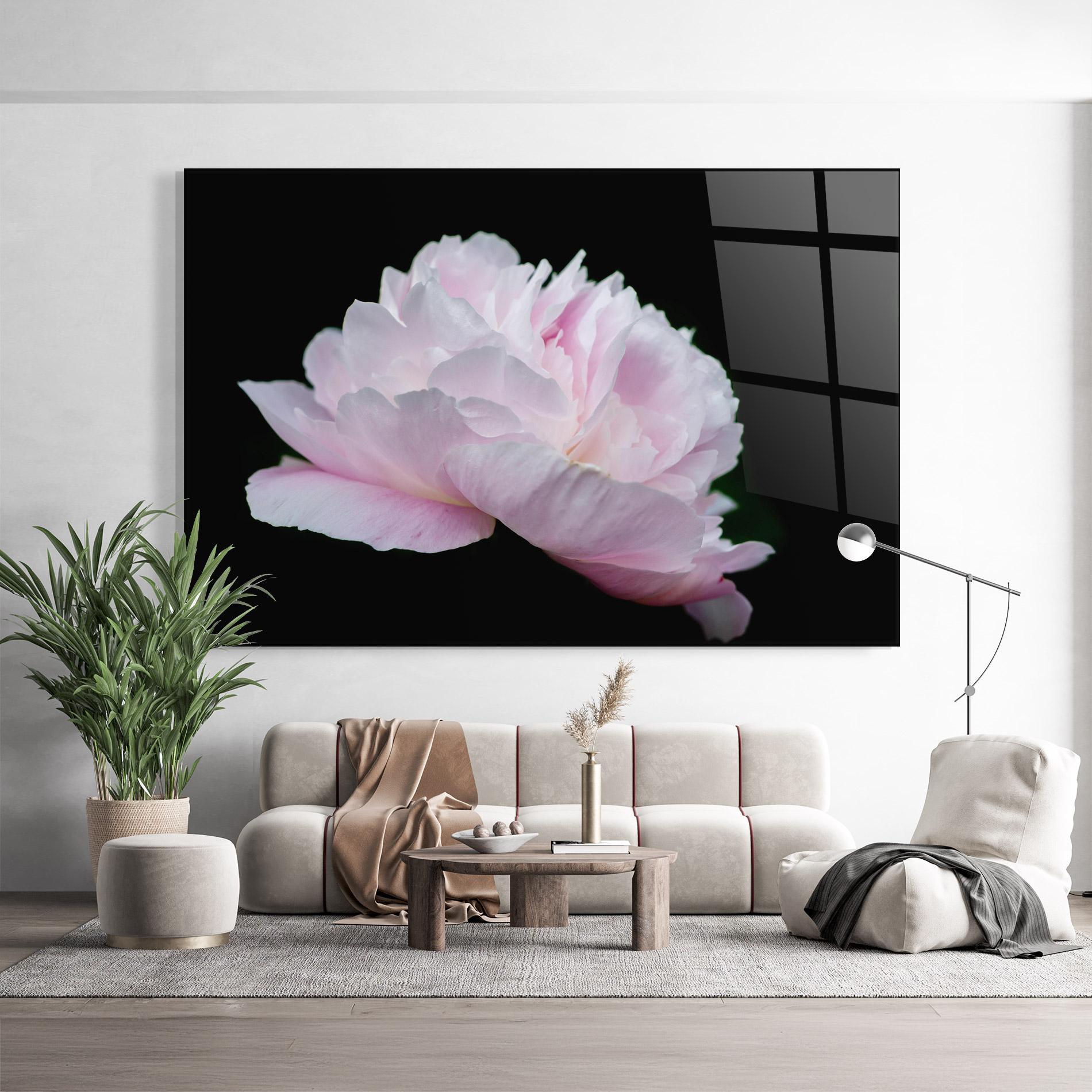 Üvegkép Pastel Peony On Black mockup 9