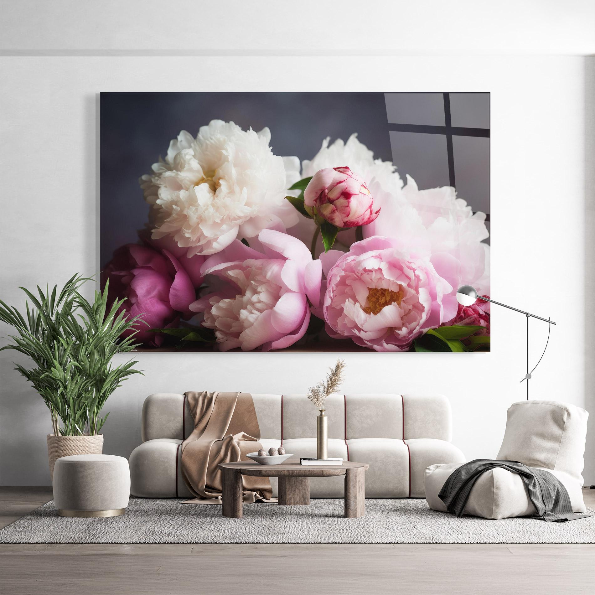 Üvegkép Peonies With Grey mockup 9