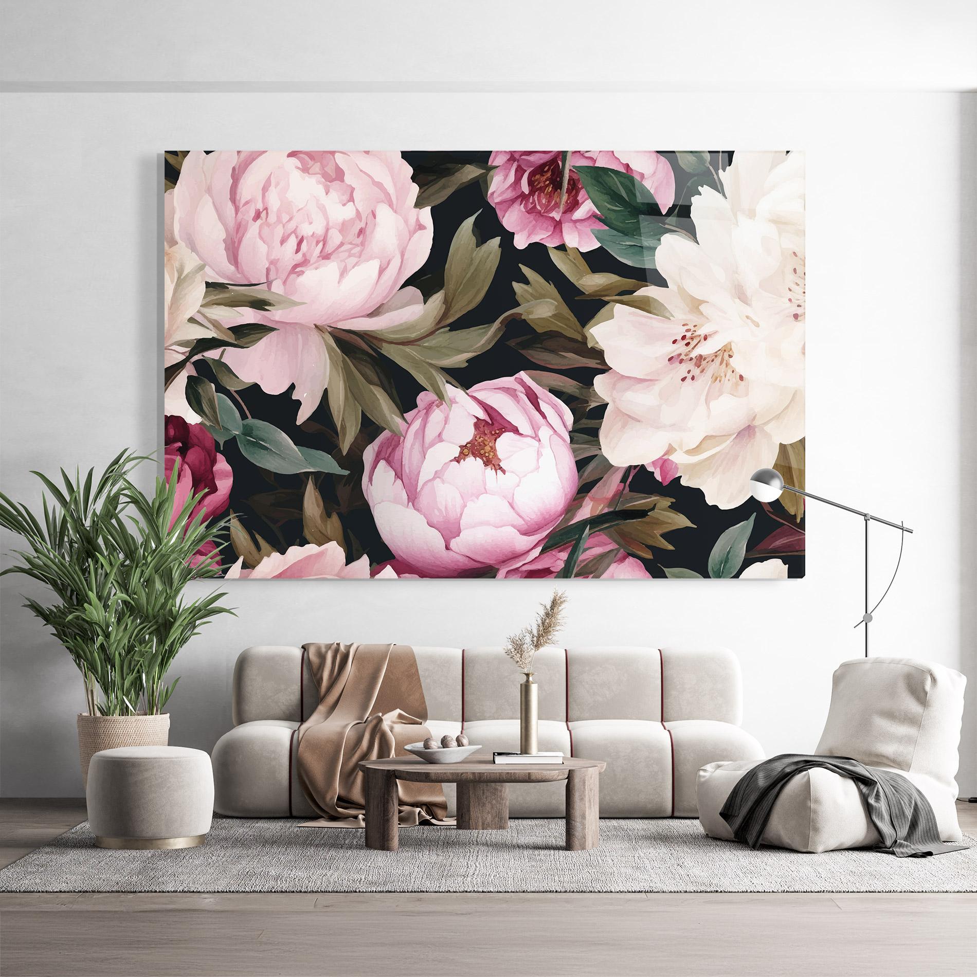 Üvegkép Peony Paint mockup 9