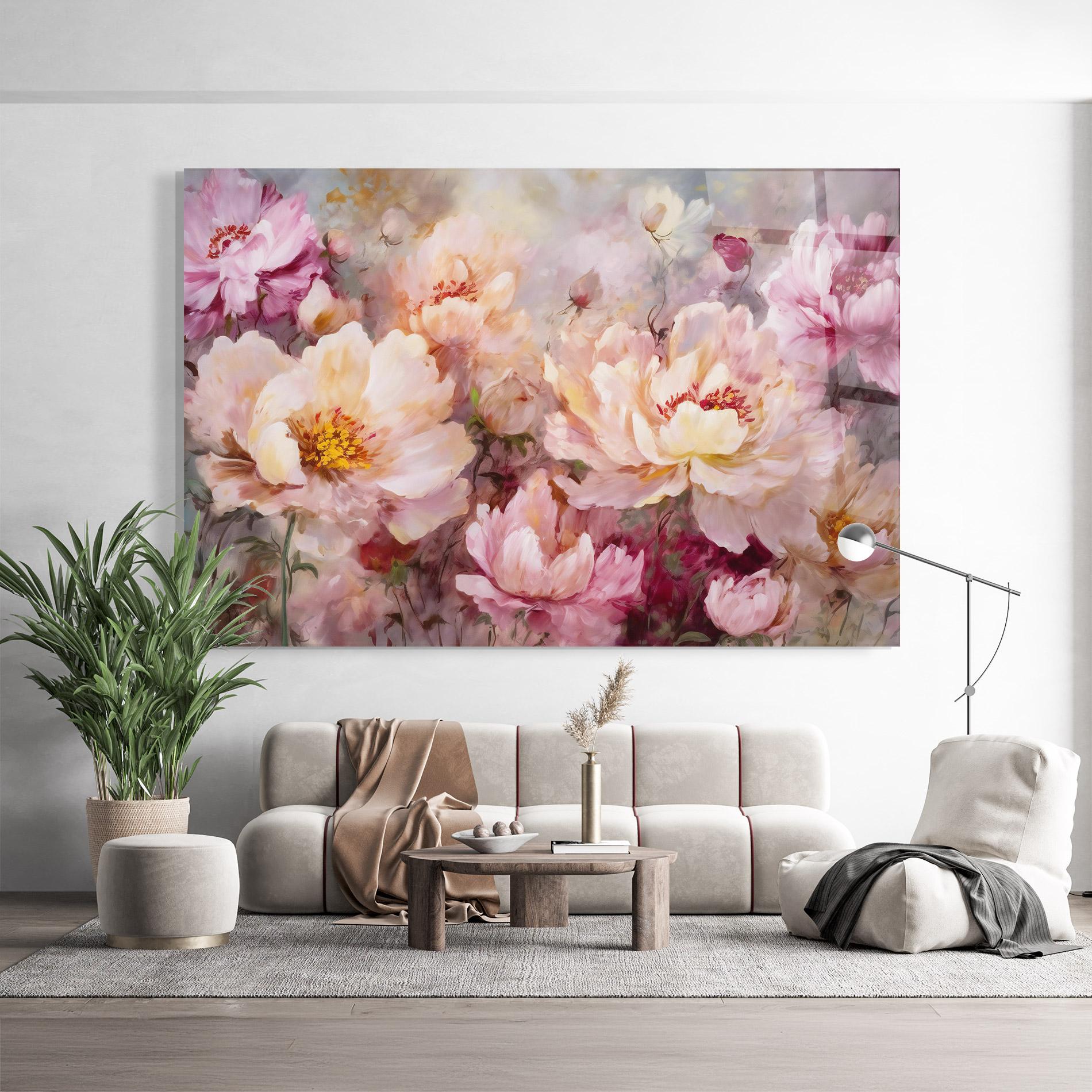 Üvegkép Peony Painting Art mockup 9