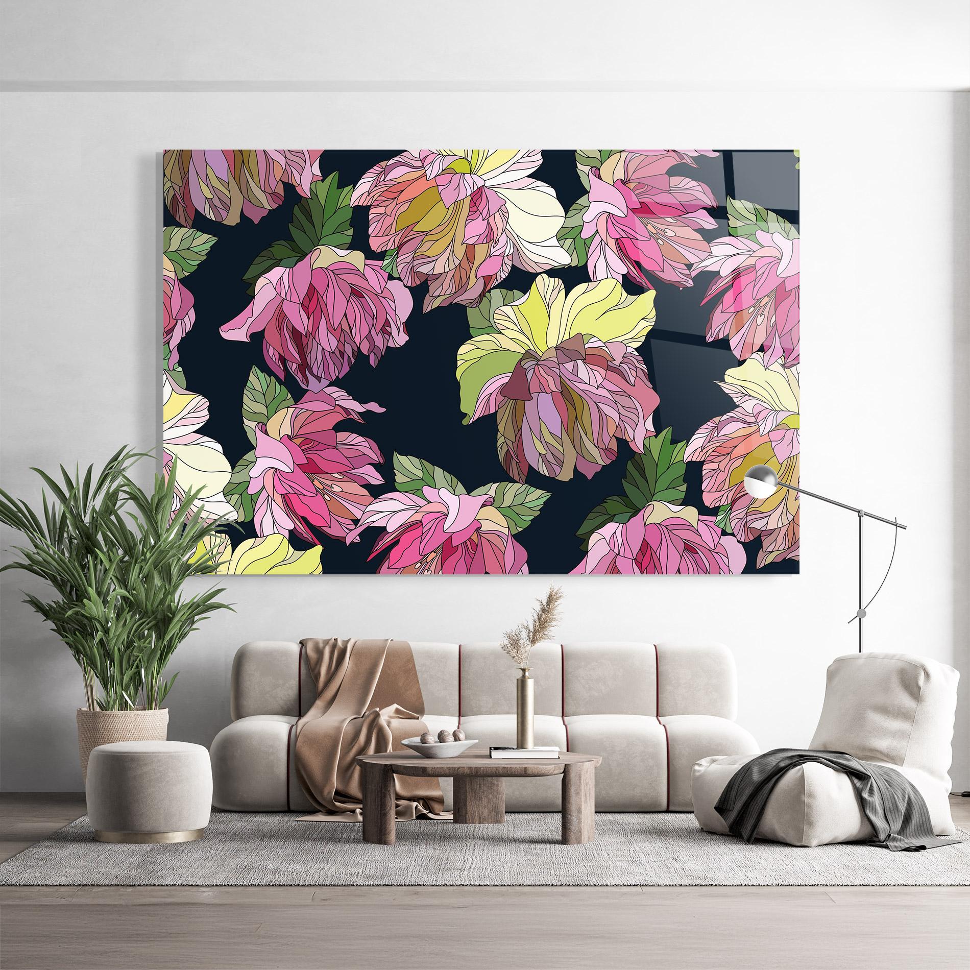 Üvegkép Pretty Peony Art mockup 9