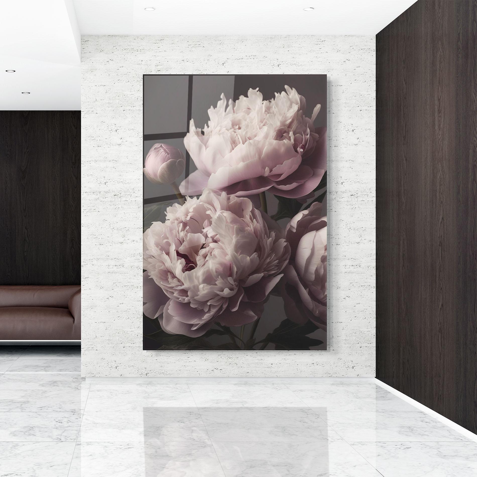 Üvegkép Grey Pastel Pink Peony mockup 9