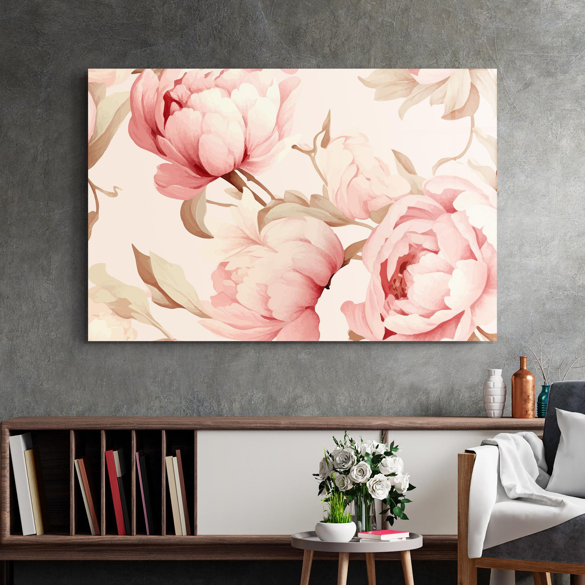 Üvegkép Pastel Peony mockup 2