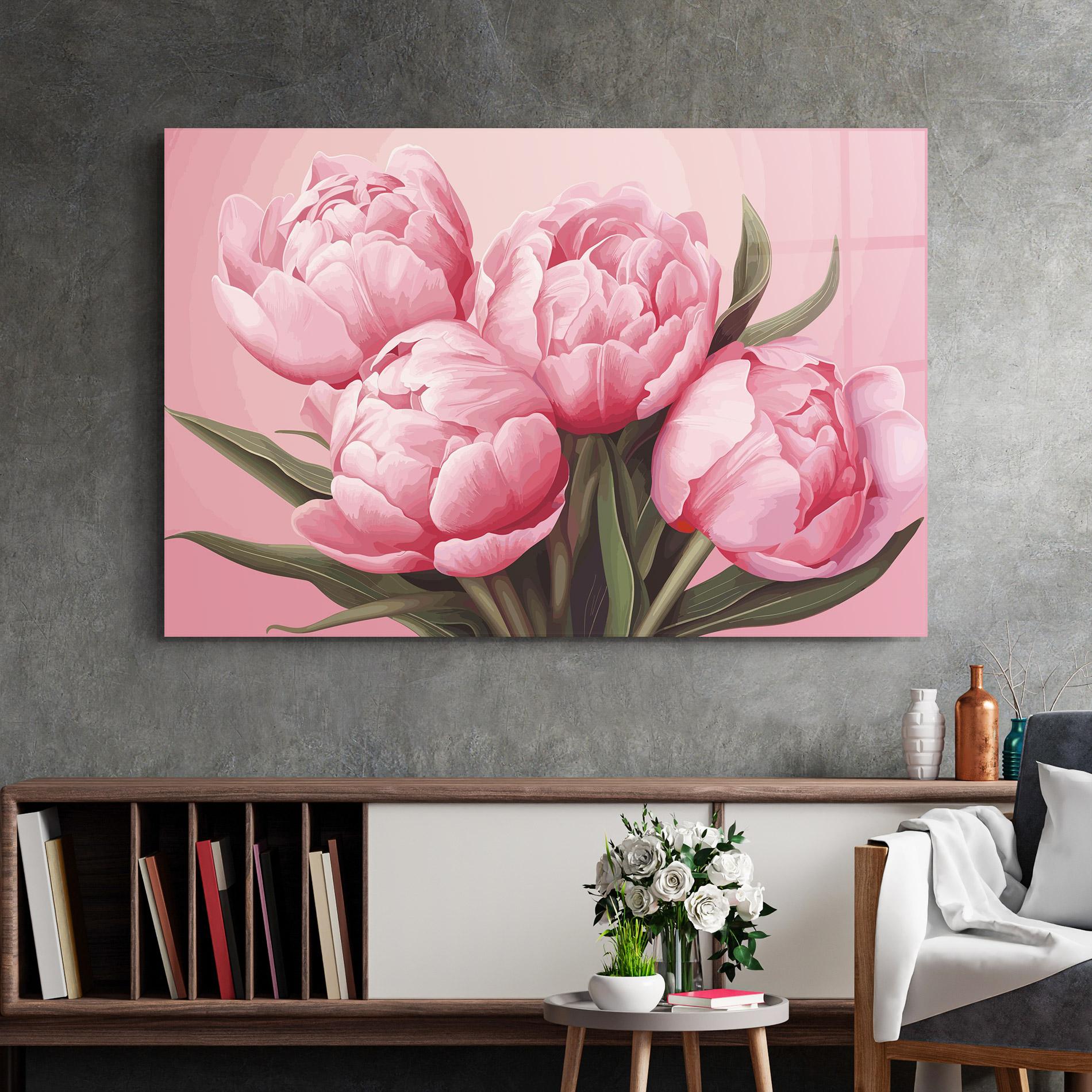 Üvegkép Peony On Pink mockup 2