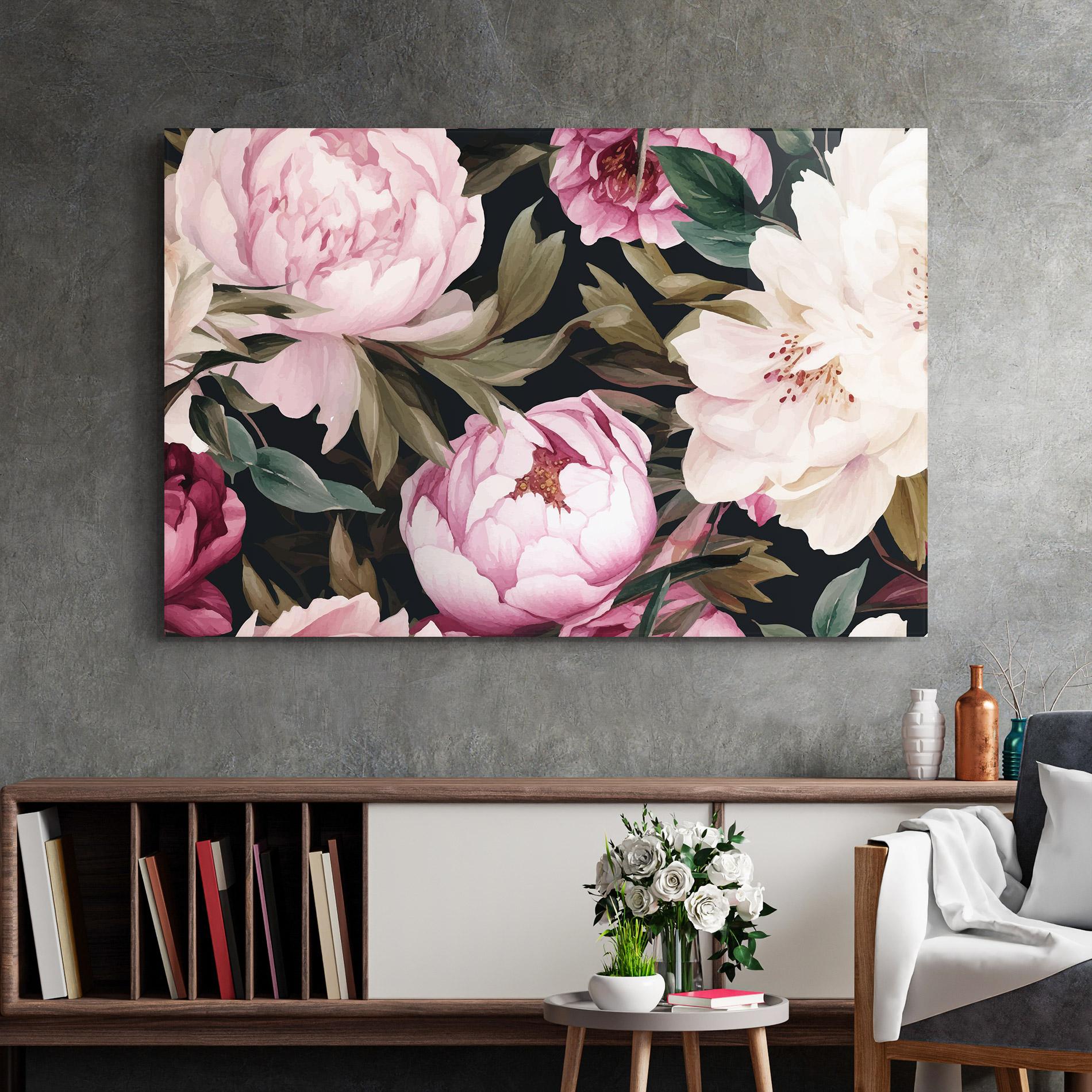 Üvegkép Peony Paint mockup 2