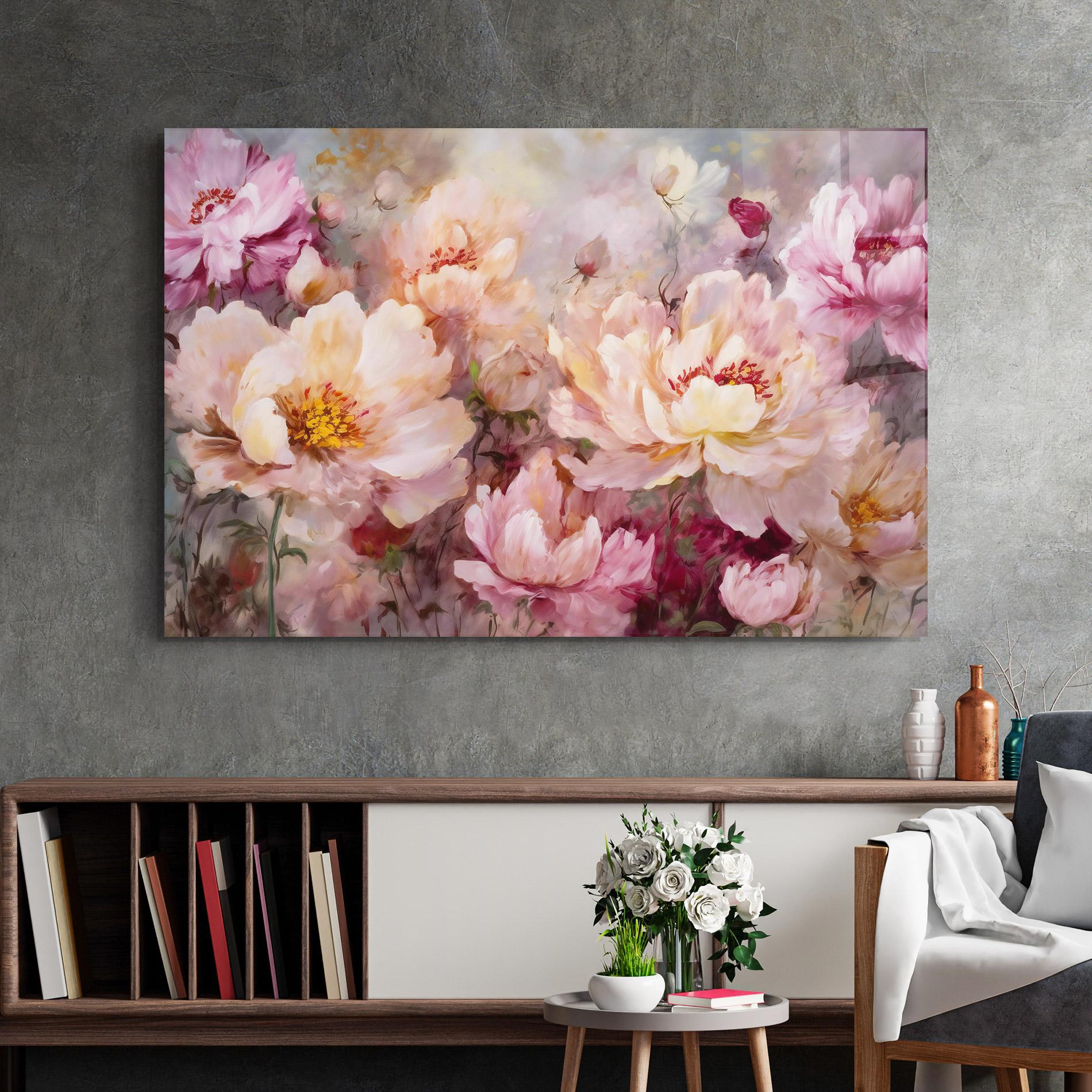 Üvegkép Peony Painting Art mockup 2