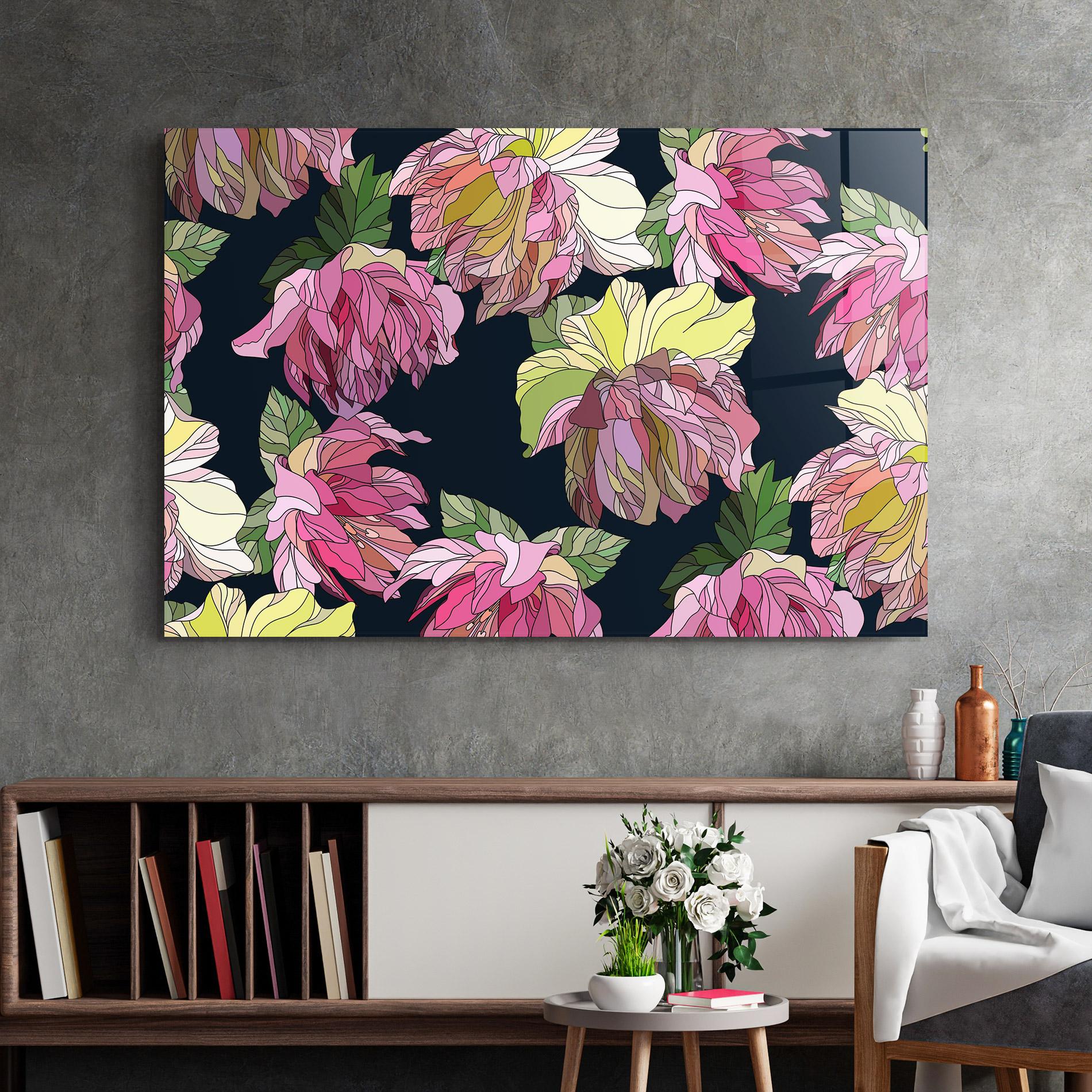 Üvegkép Pretty Peony Art mockup 2