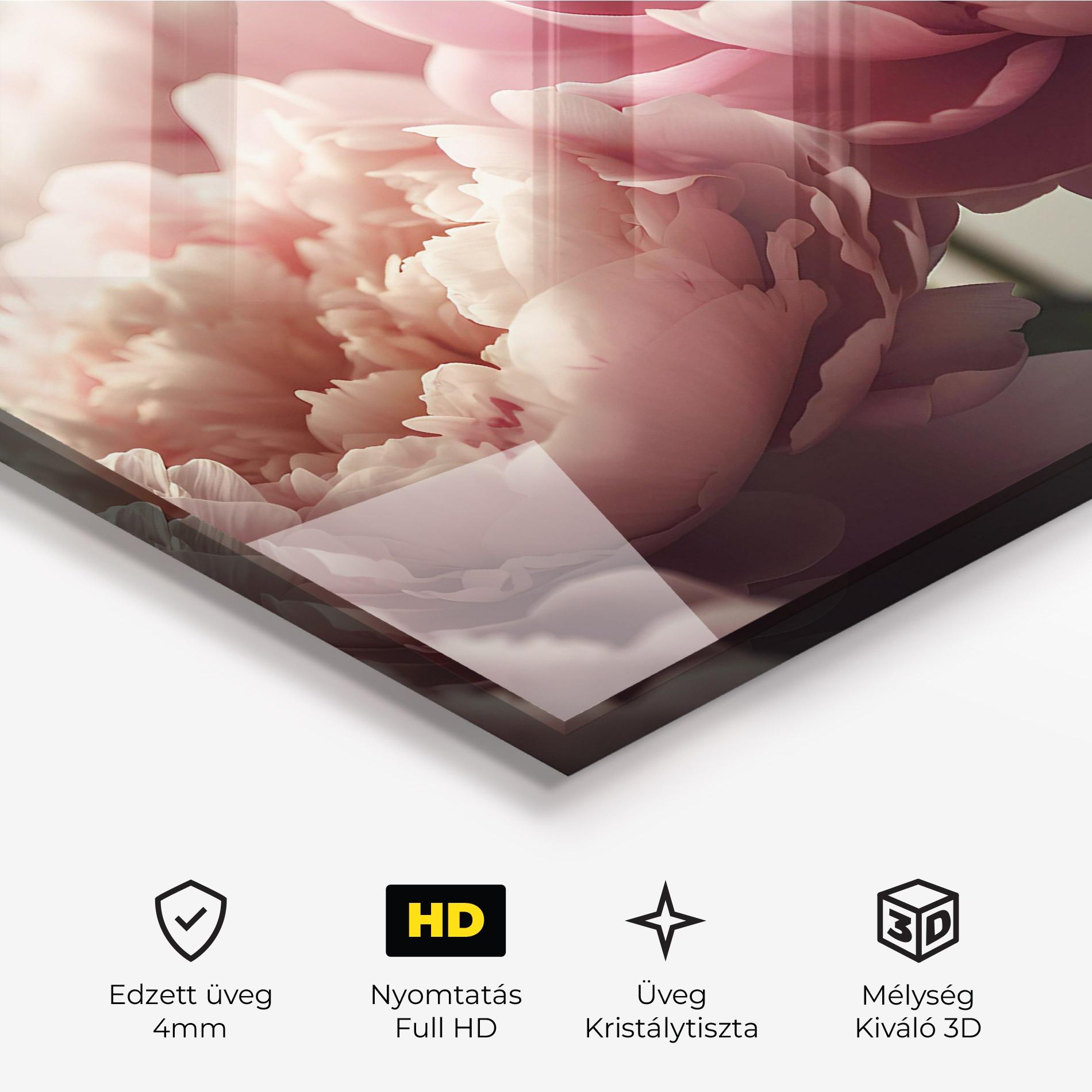 Üvegkép Cream Dreamy Peony mockup 3