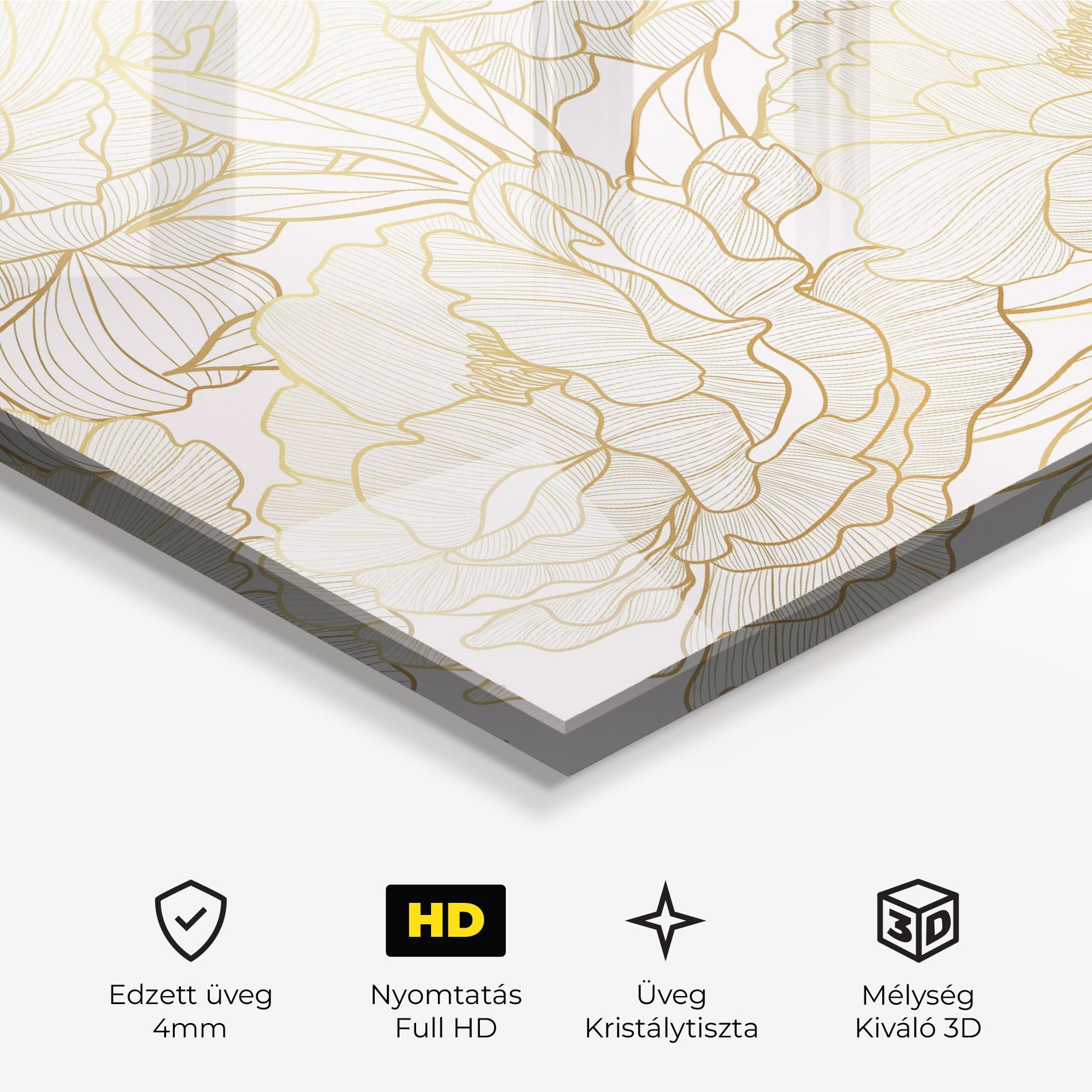 Üvegkép Golden Peony mockup 3