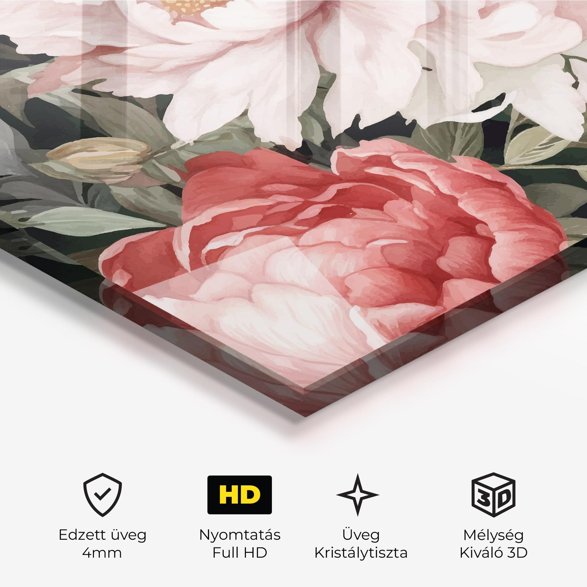 Üvegkép Light Peony Art mockup 3