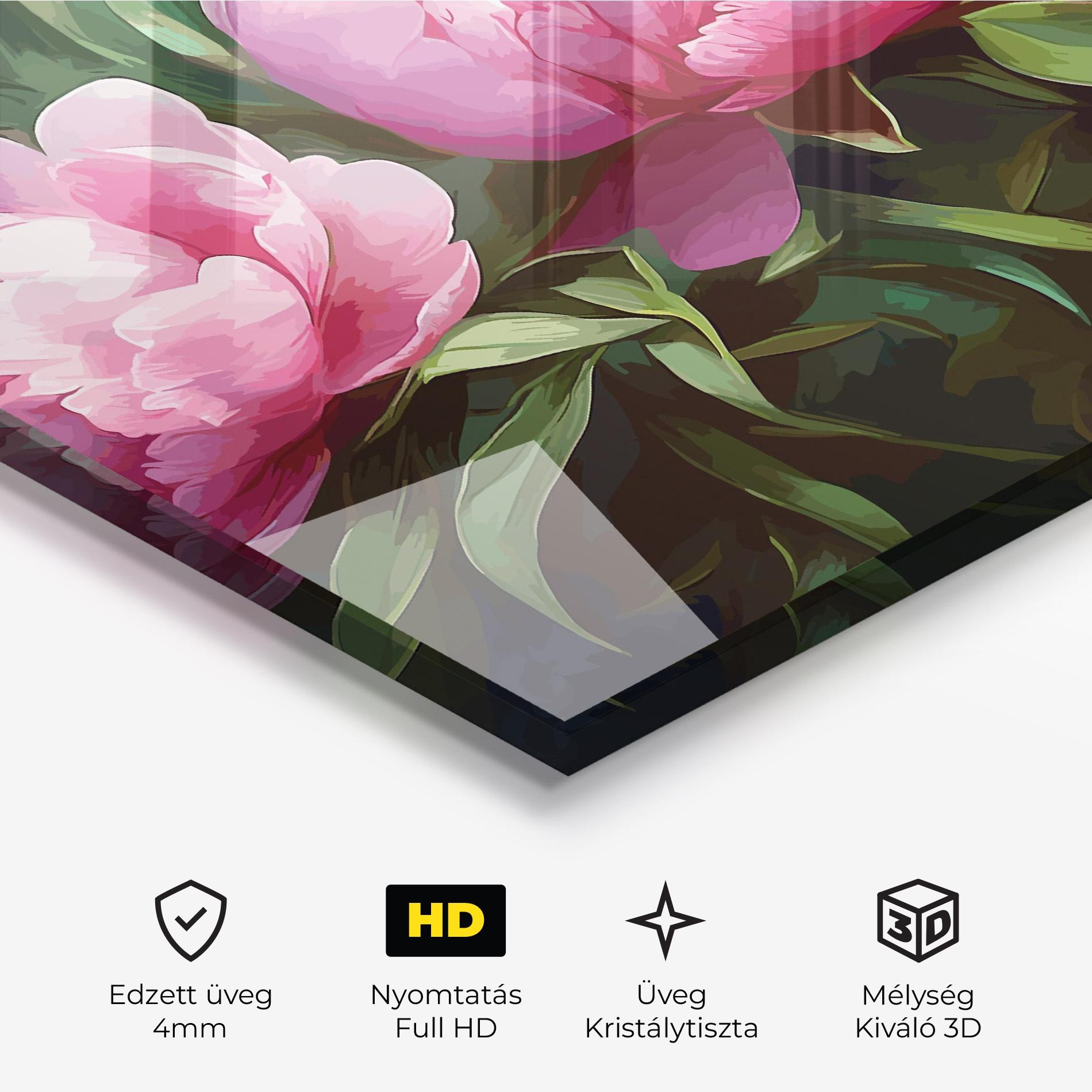 Üvegkép Peonies Art mockup 3