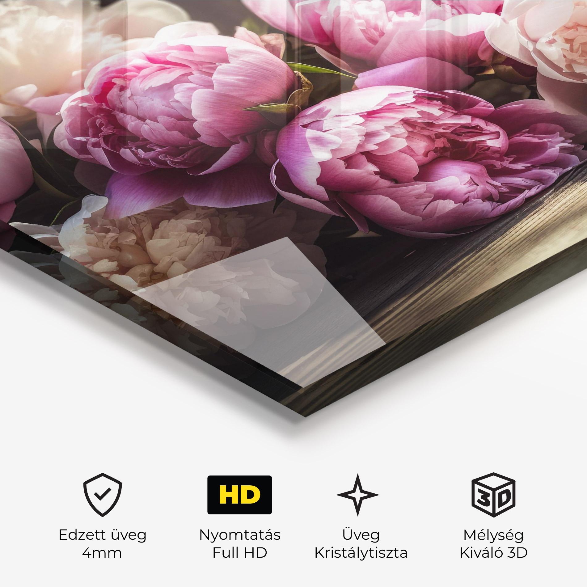 Üvegkép Peonies On The Table mockup 3