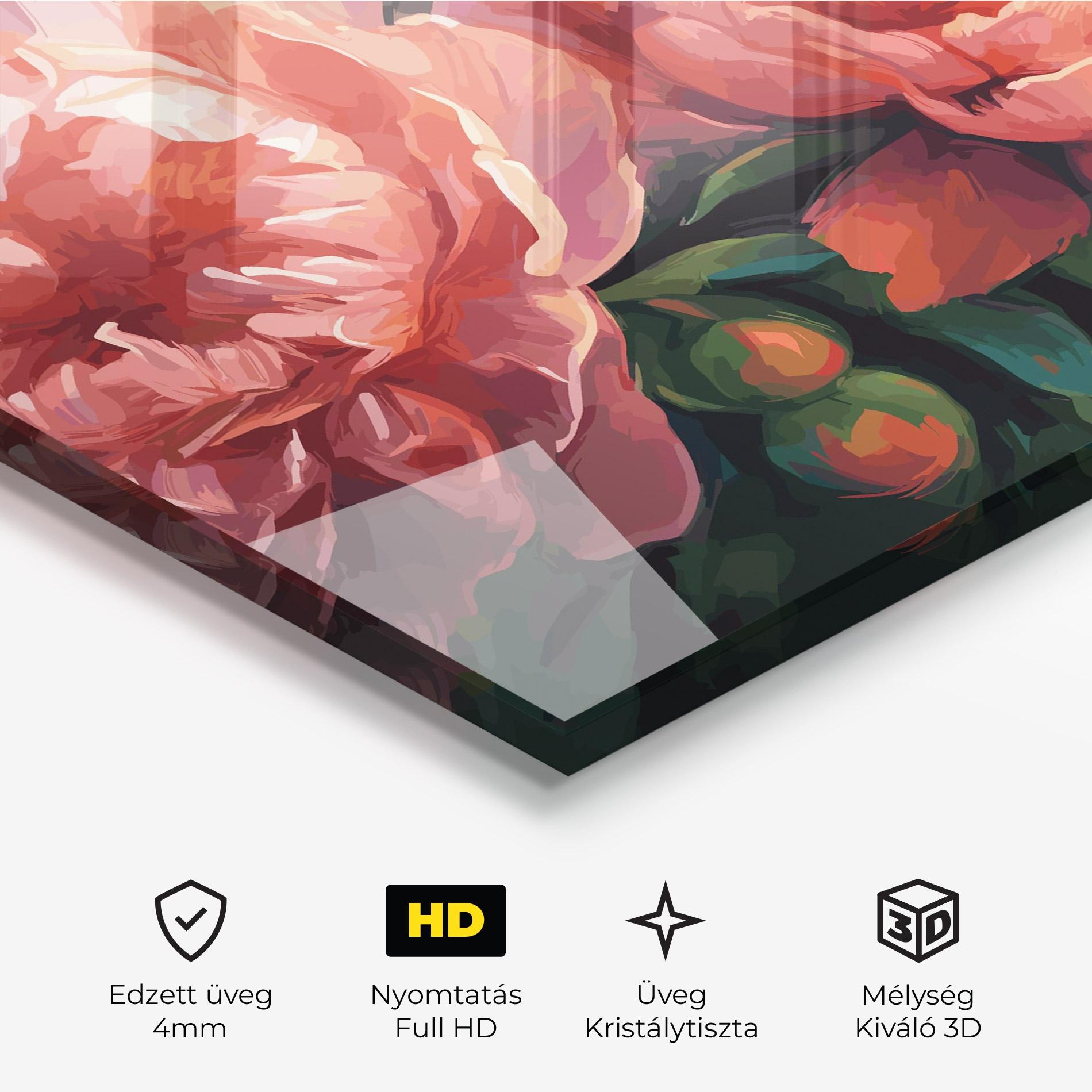 Üvegkép Peony Buds Painting mockup 3
