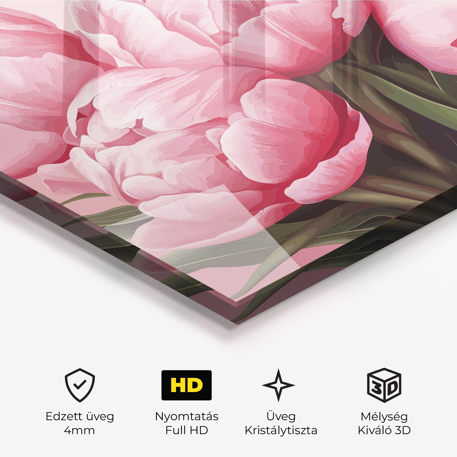 Üvegkép Peony On Pink mockup 3