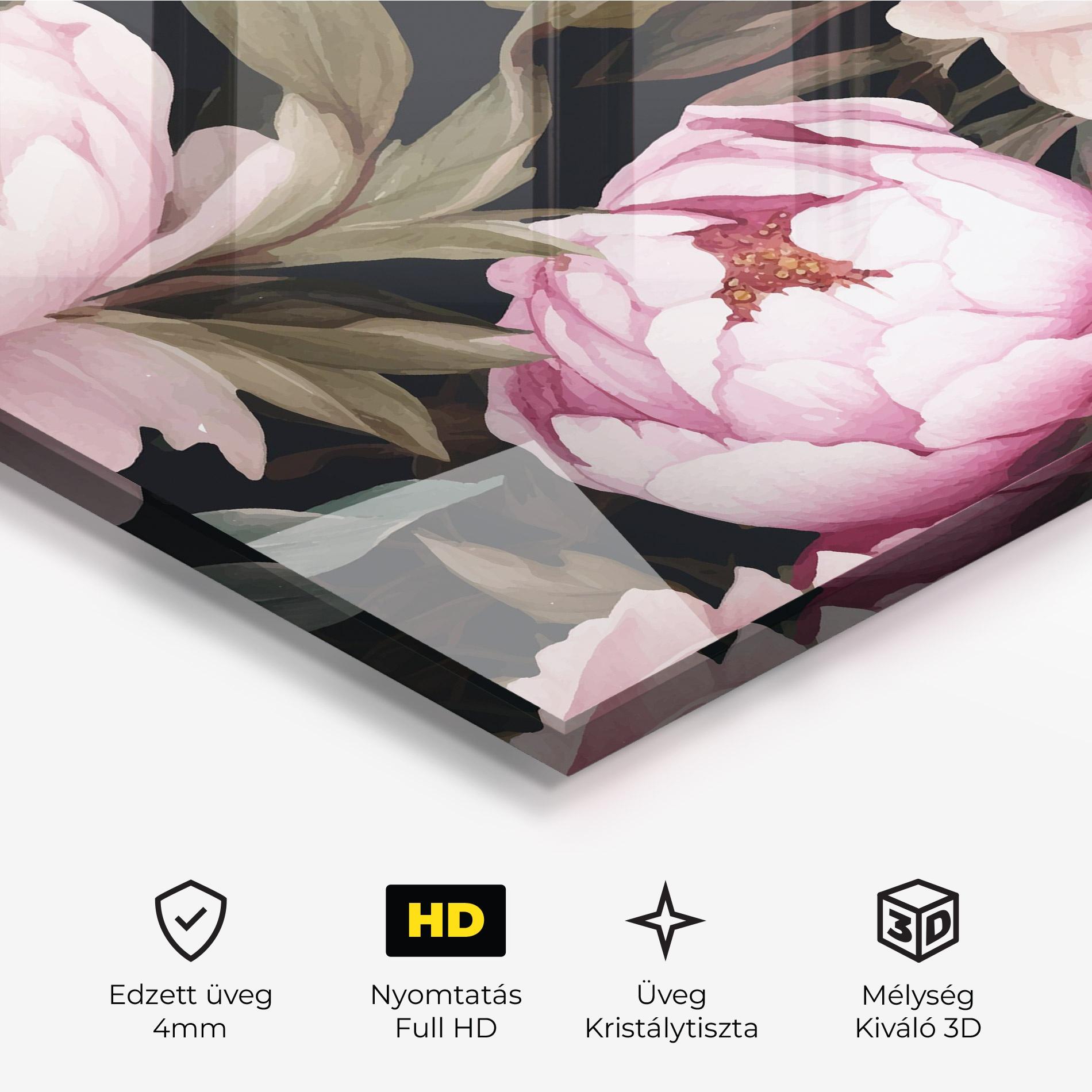 Üvegkép Peony Paint mockup 3