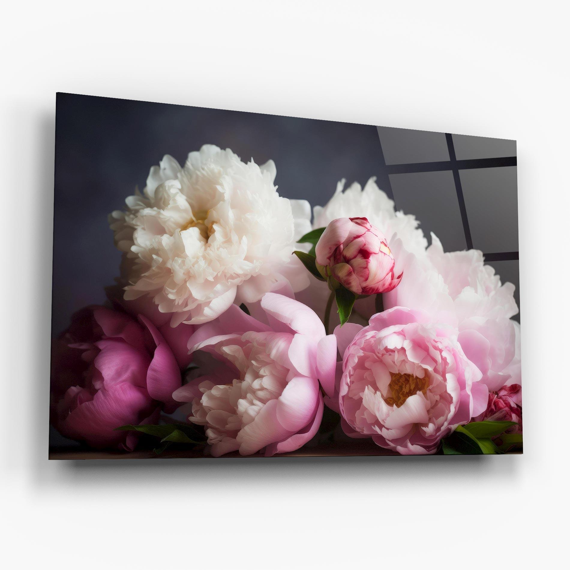 Üvegkép Peonies With Grey mockup 6