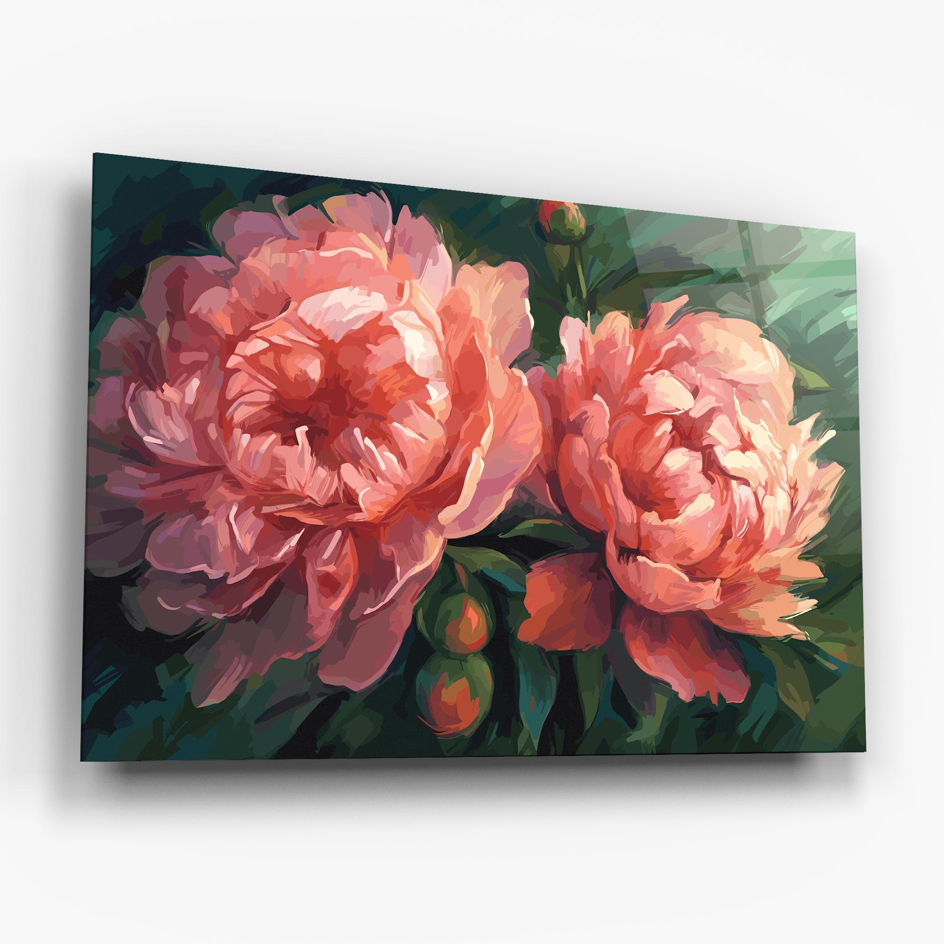 Üvegkép Peony Buds Painting mockup 6