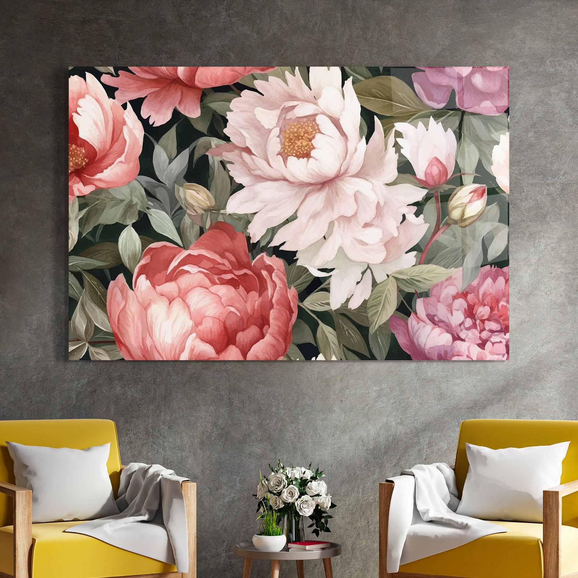 Üvegkép Light Peony Art mockup 4