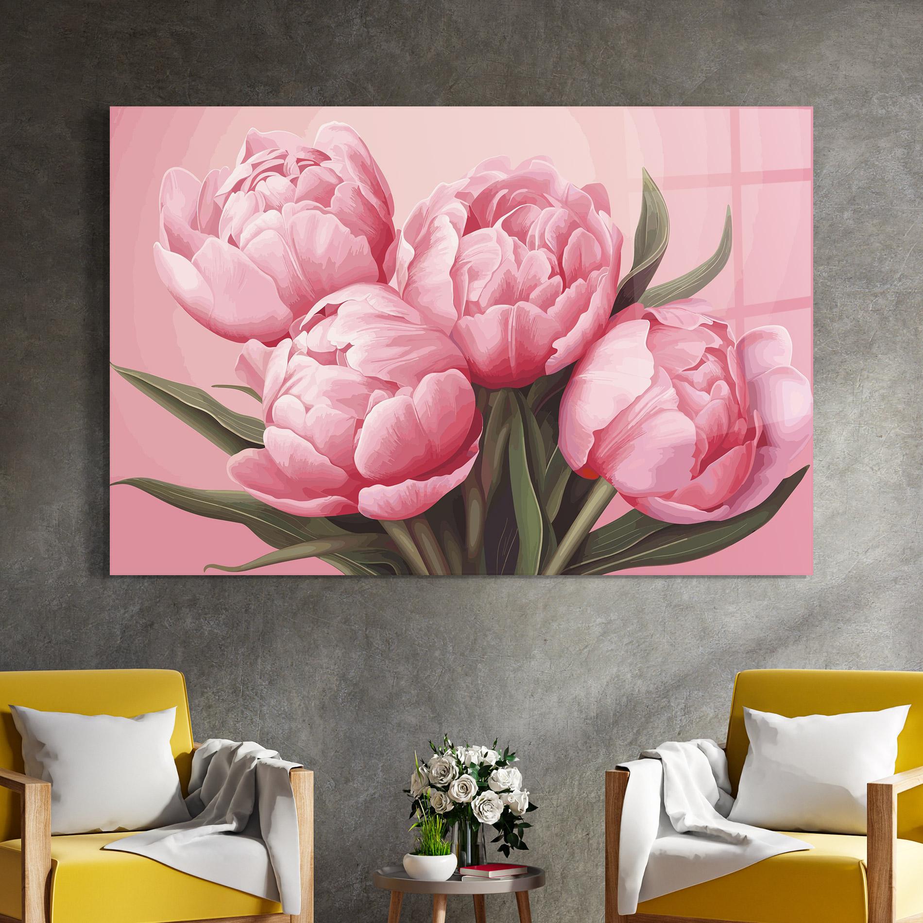 Üvegkép Peony On Pink mockup 4