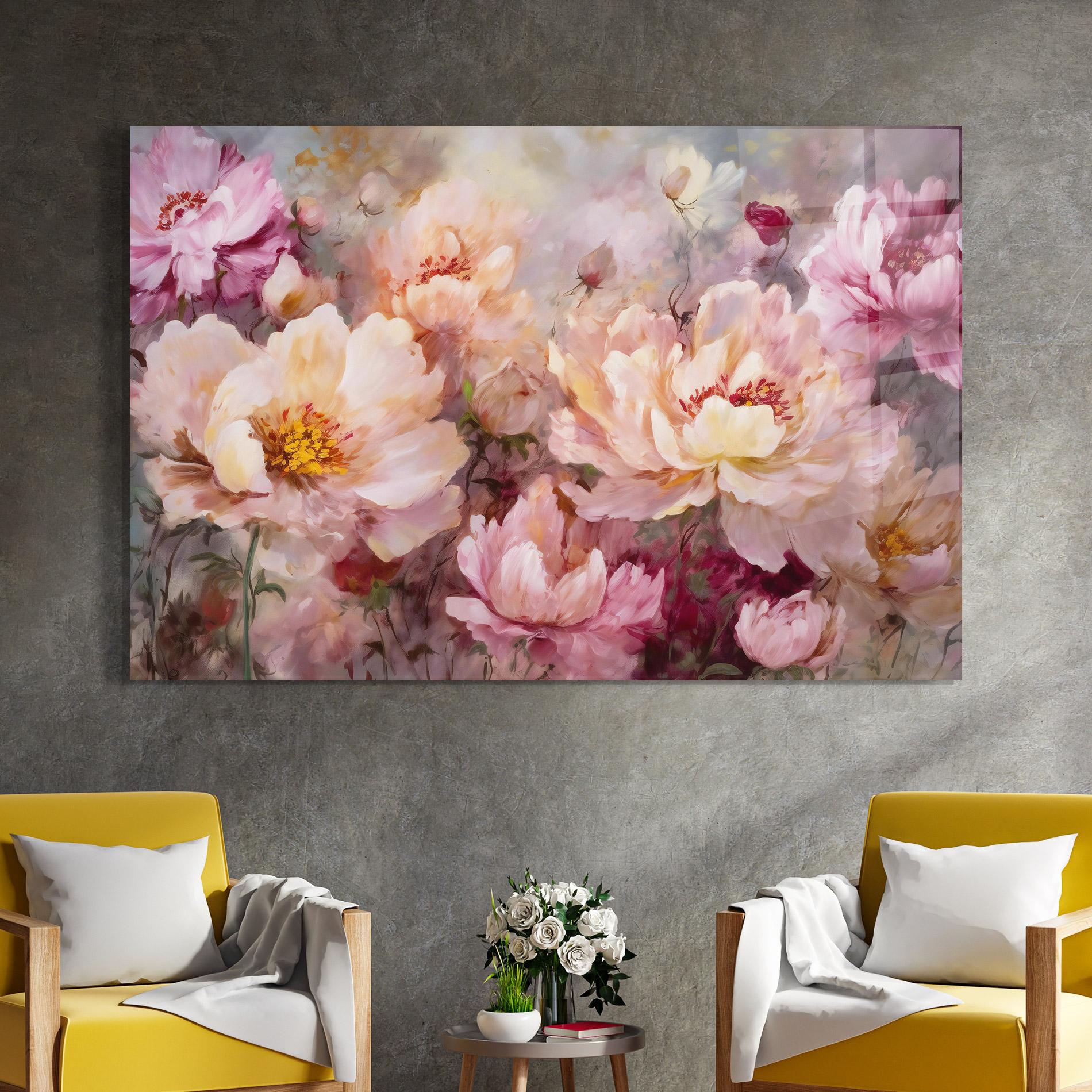 Üvegkép Peony Painting Art mockup 4