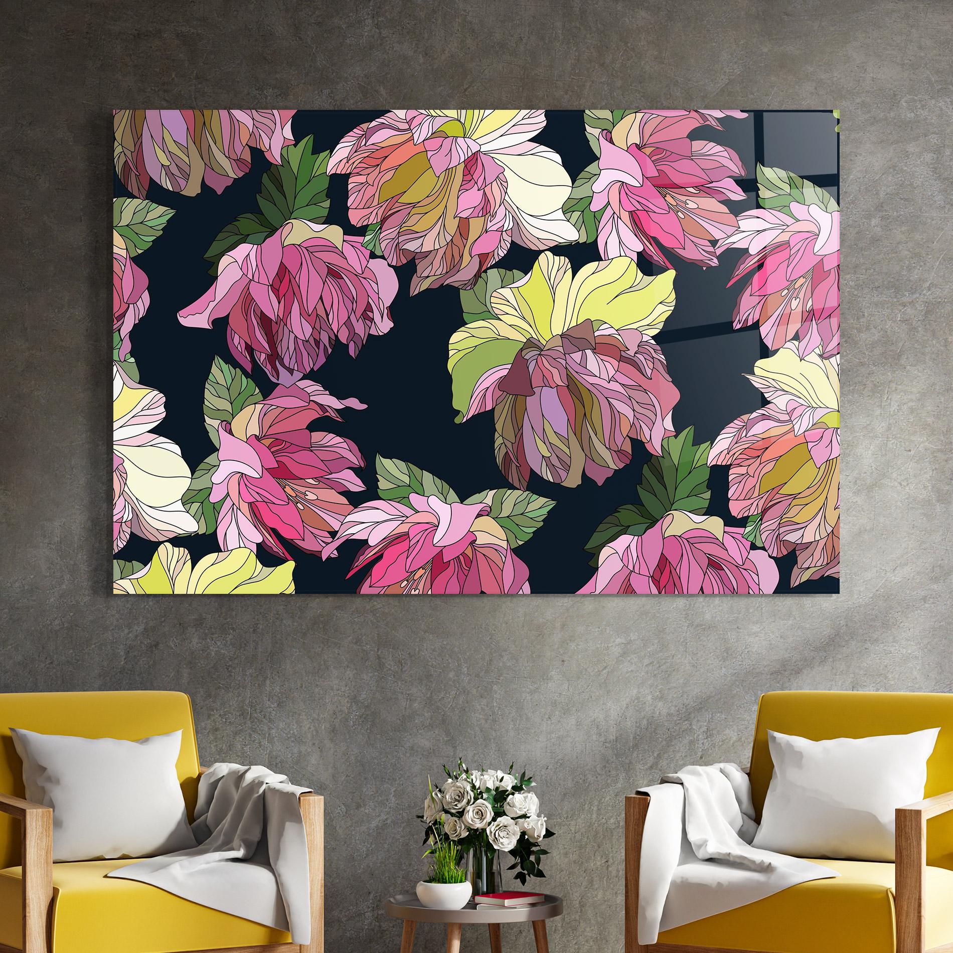Üvegkép Pretty Peony Art mockup 4