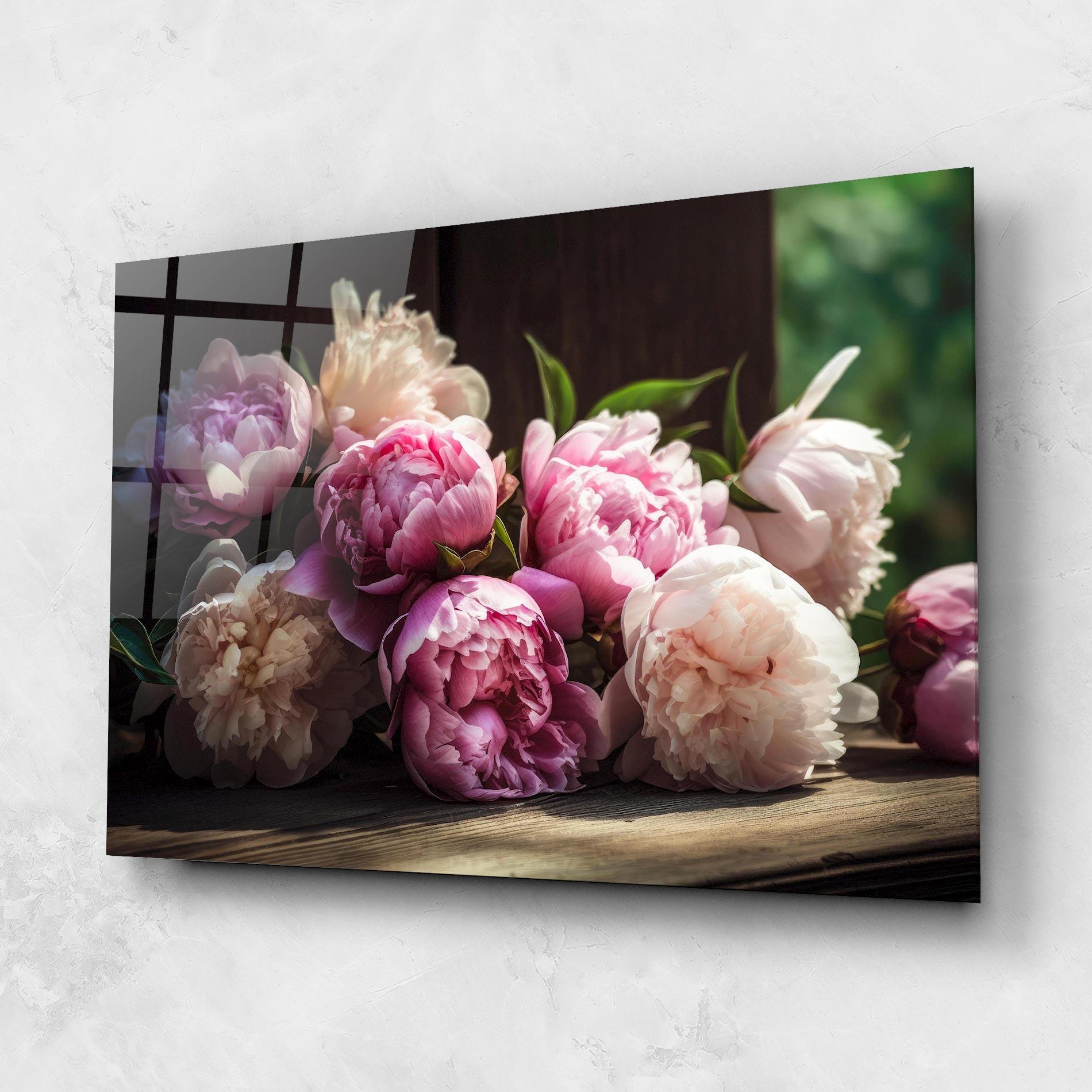 Üvegkép Peonies On The Table mockup 1