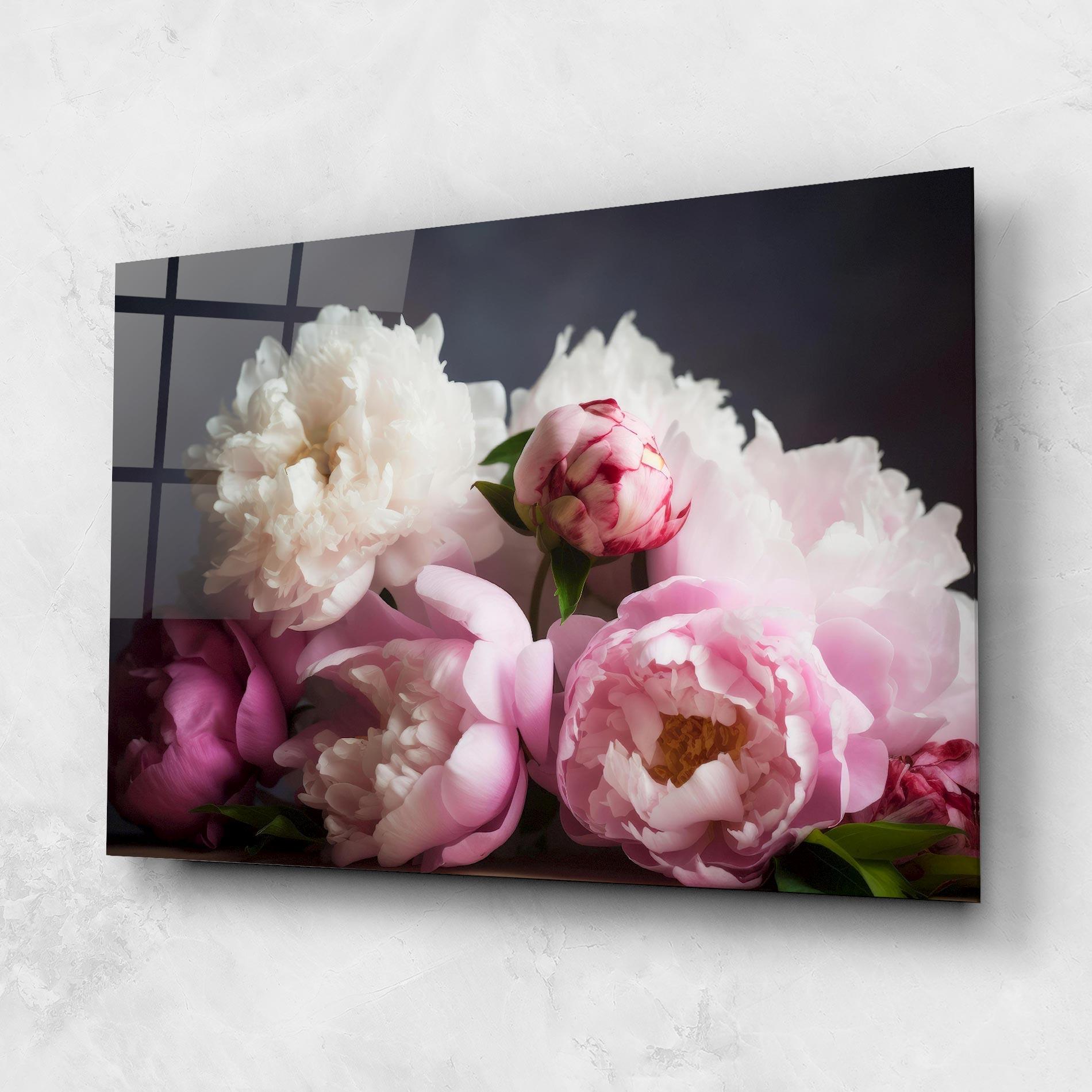 Üvegkép Peonies With Grey mockup 1