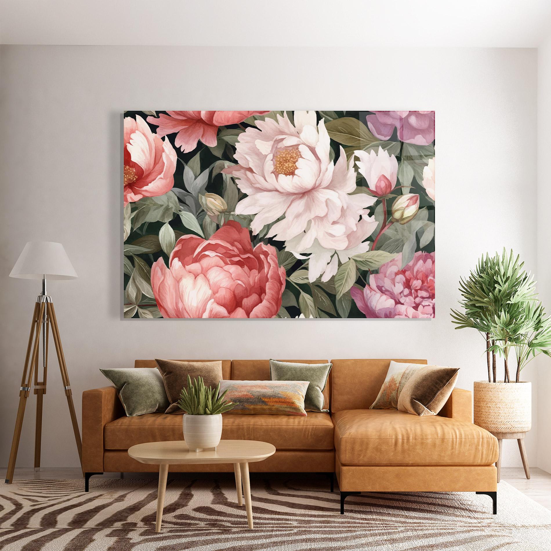 Üvegkép Light Peony Art mockup 7