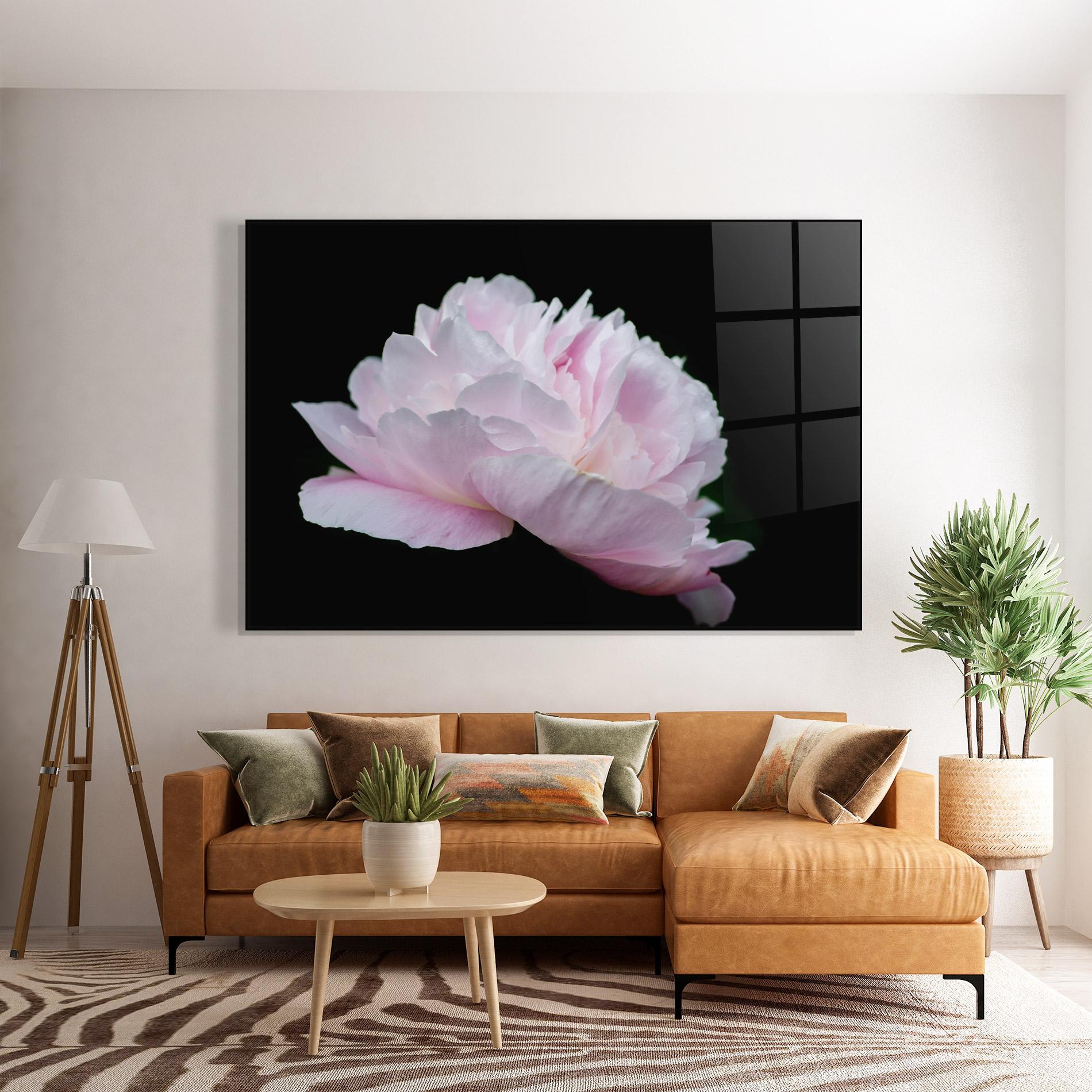 Üvegkép Pastel Peony On Black mockup 7