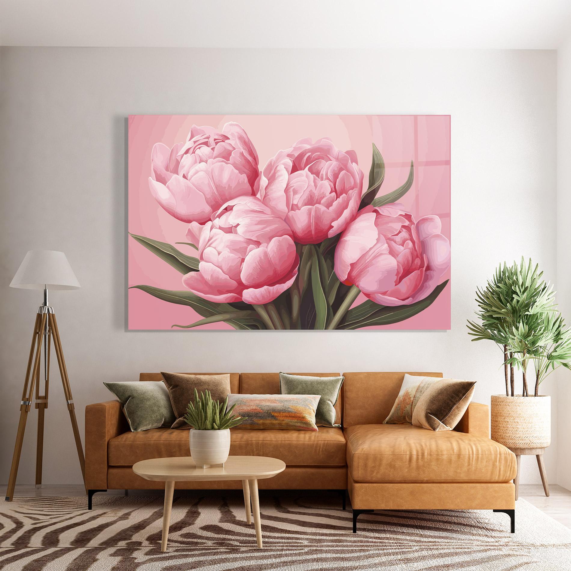 Üvegkép Peony On Pink mockup 7