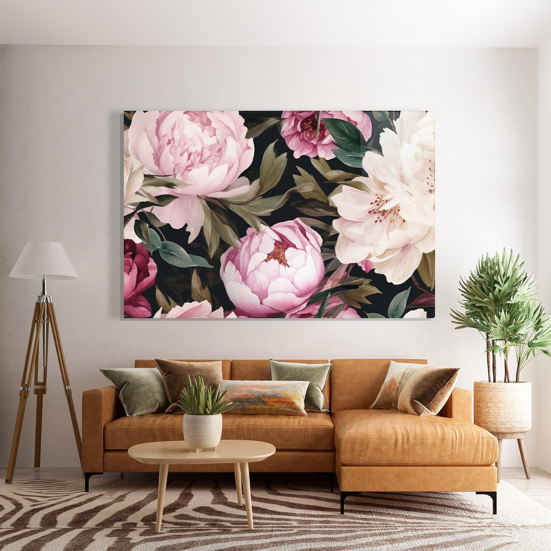 Üvegkép Peony Paint mockup 7