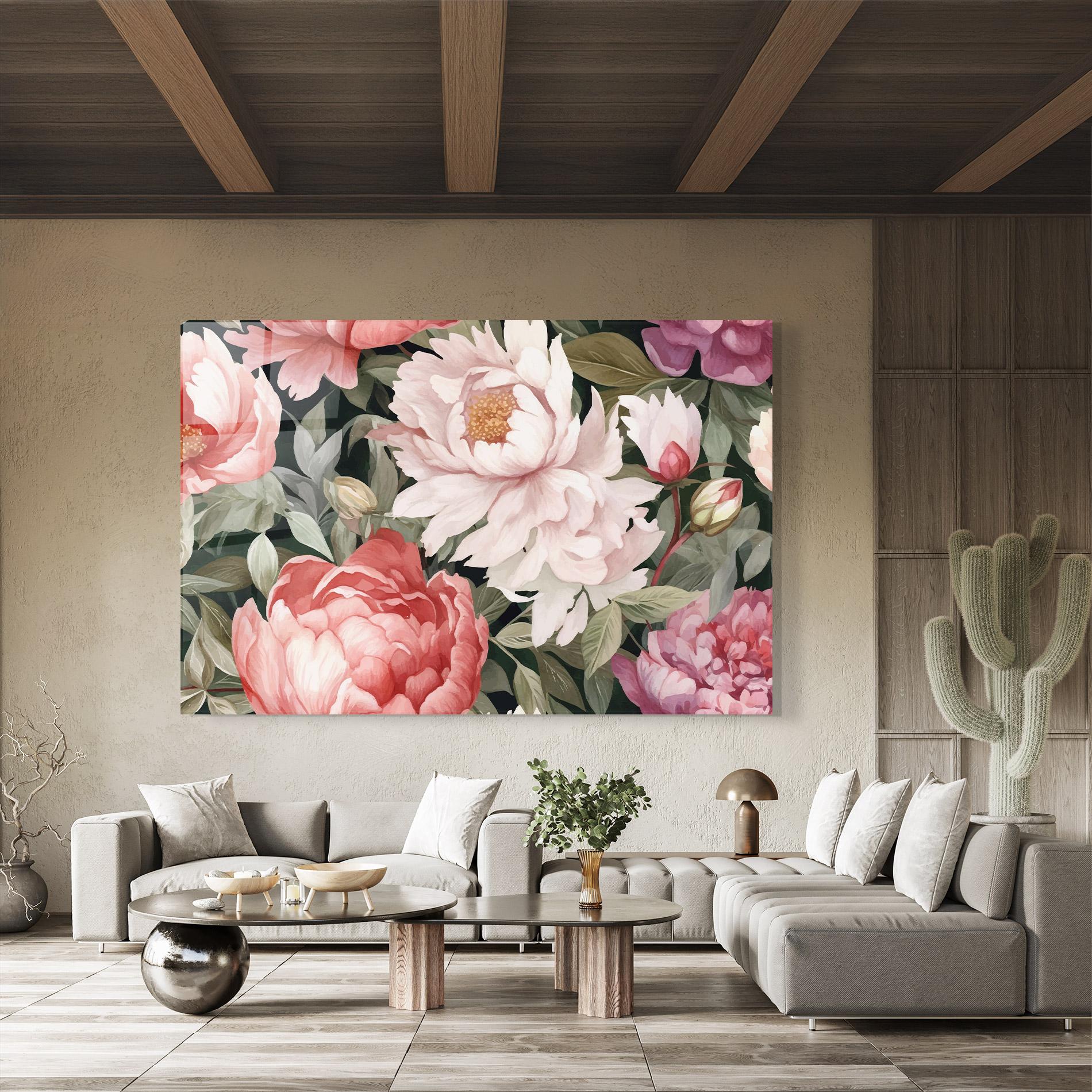 Üvegkép Light Peony Art mockup 8