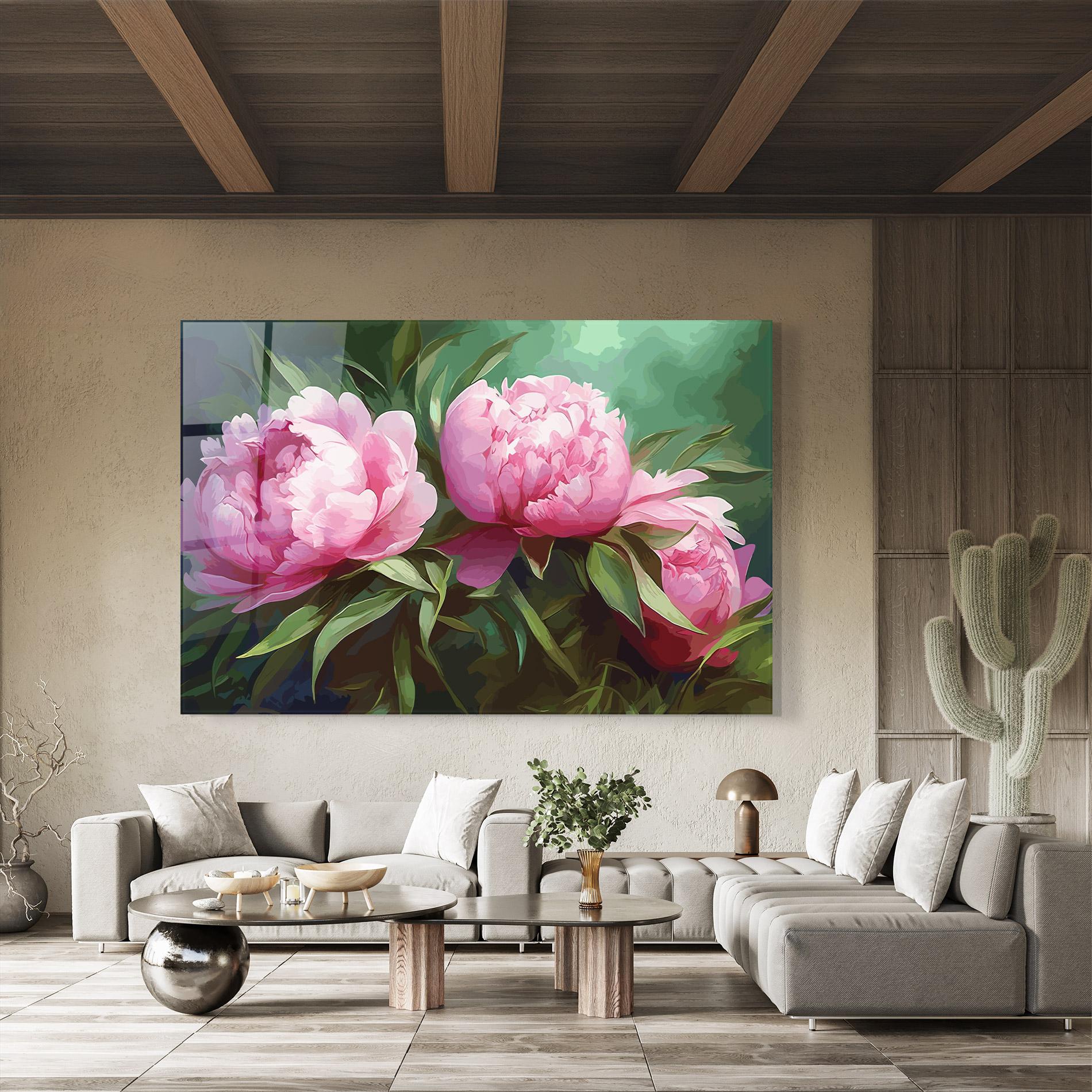 Üvegkép Peonies Art mockup 8