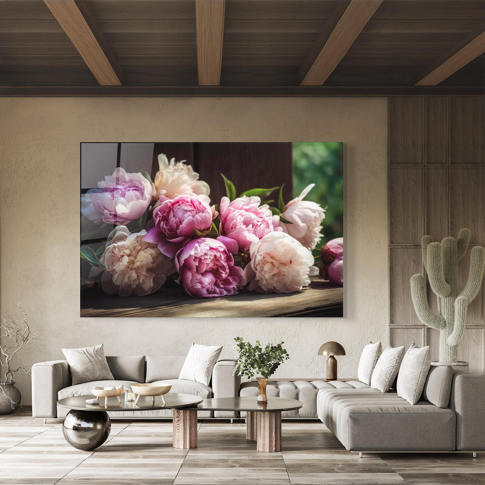 Üvegkép Peonies On The Table mockup 8