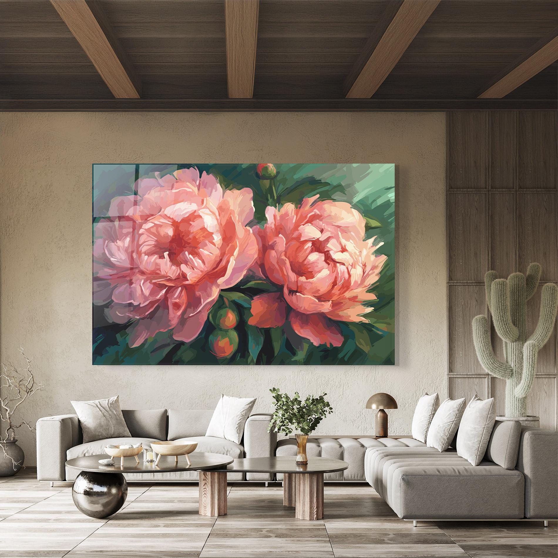 Üvegkép Peony Buds Painting mockup 8