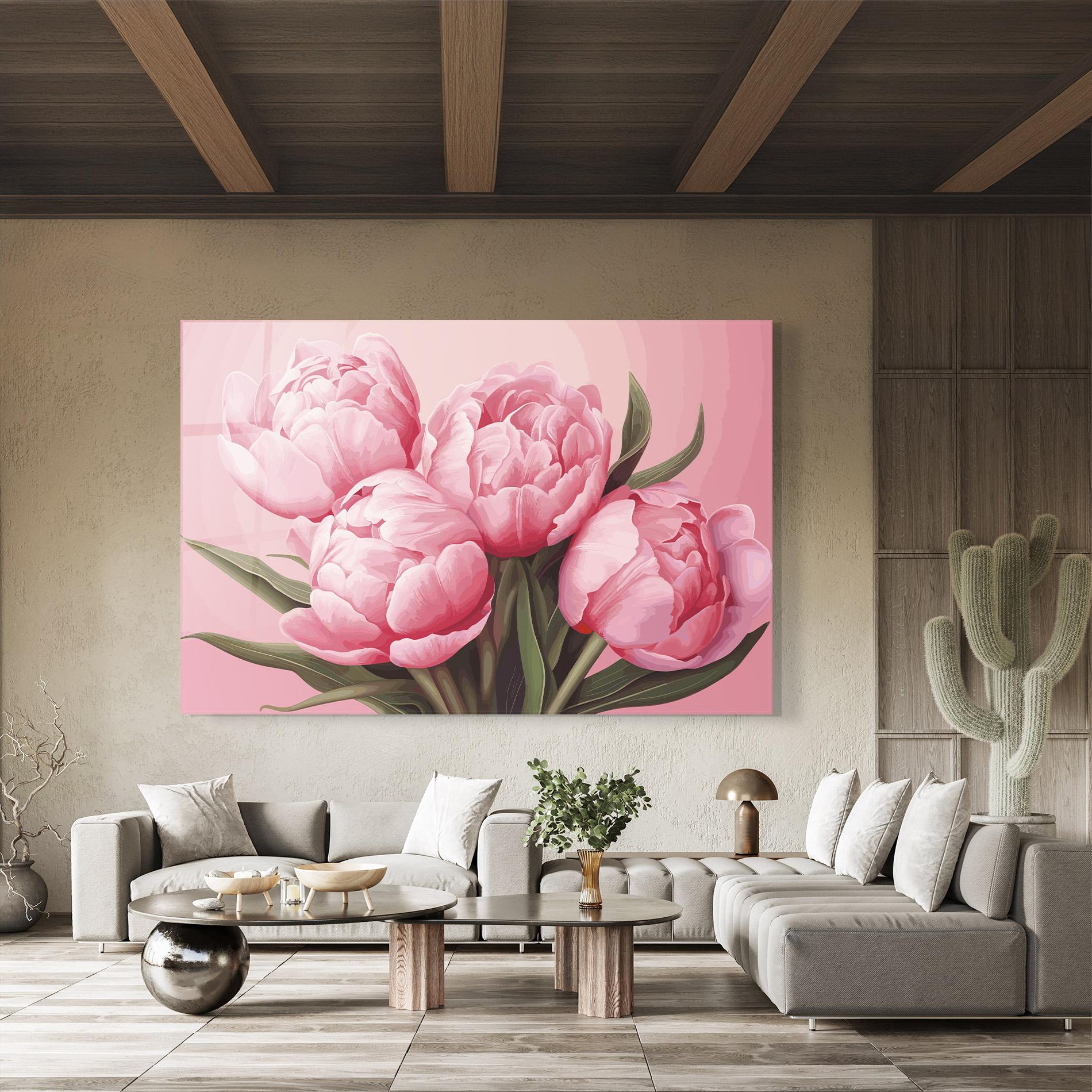 Üvegkép Peony On Pink mockup 8