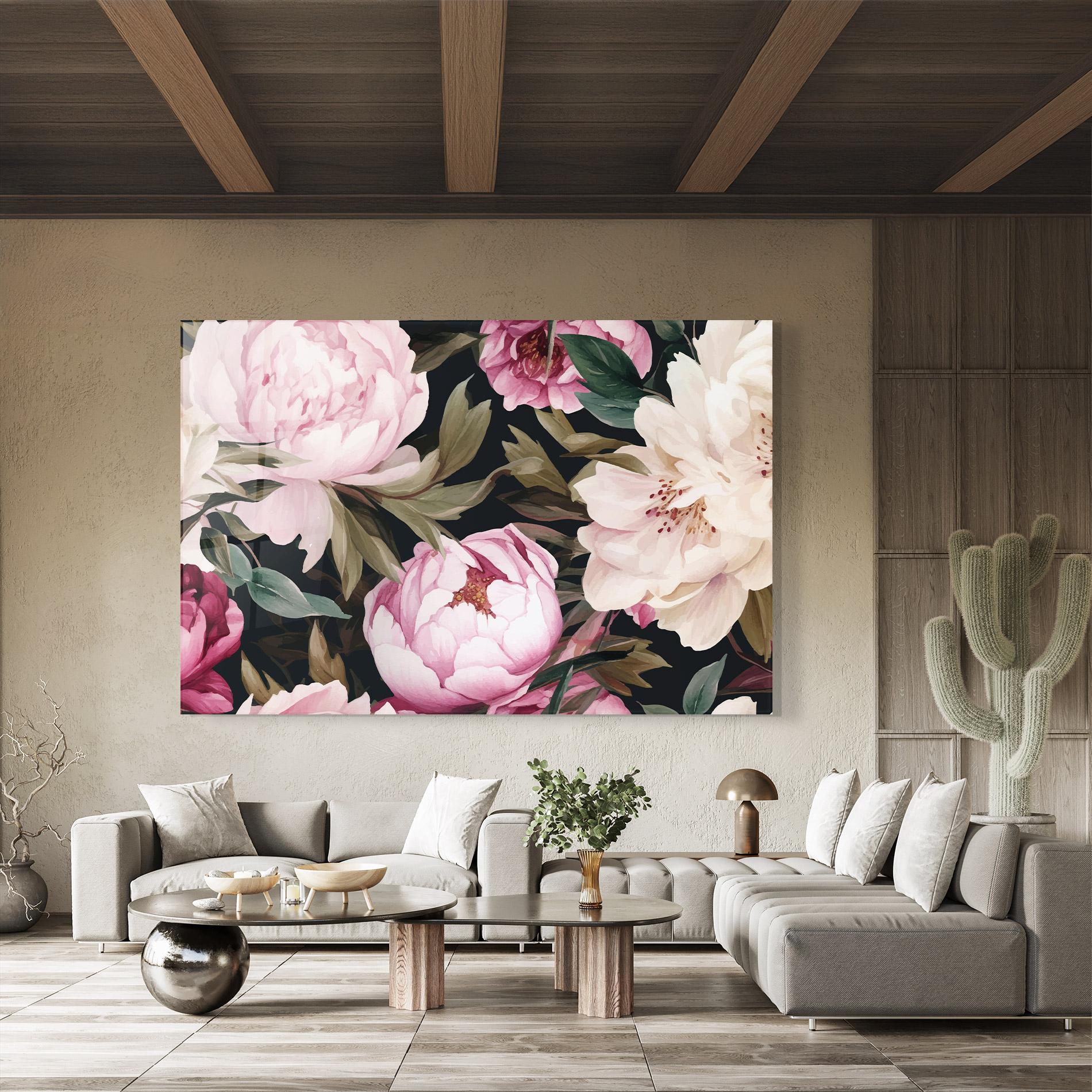 Üvegkép Peony Paint mockup 8