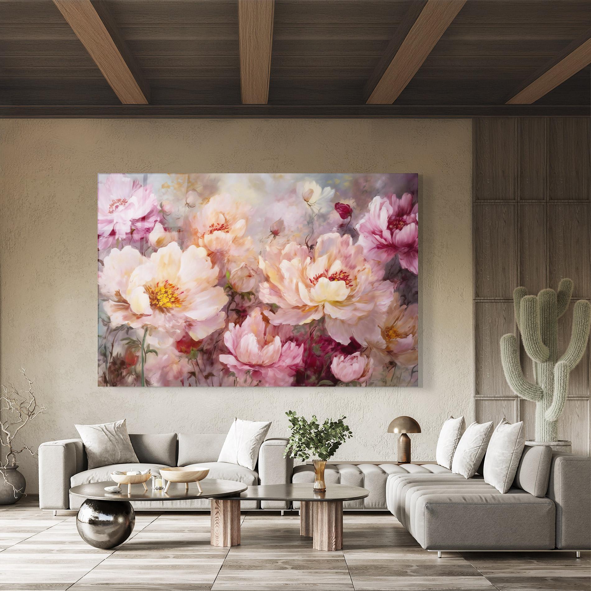 Üvegkép Peony Painting Art mockup 8