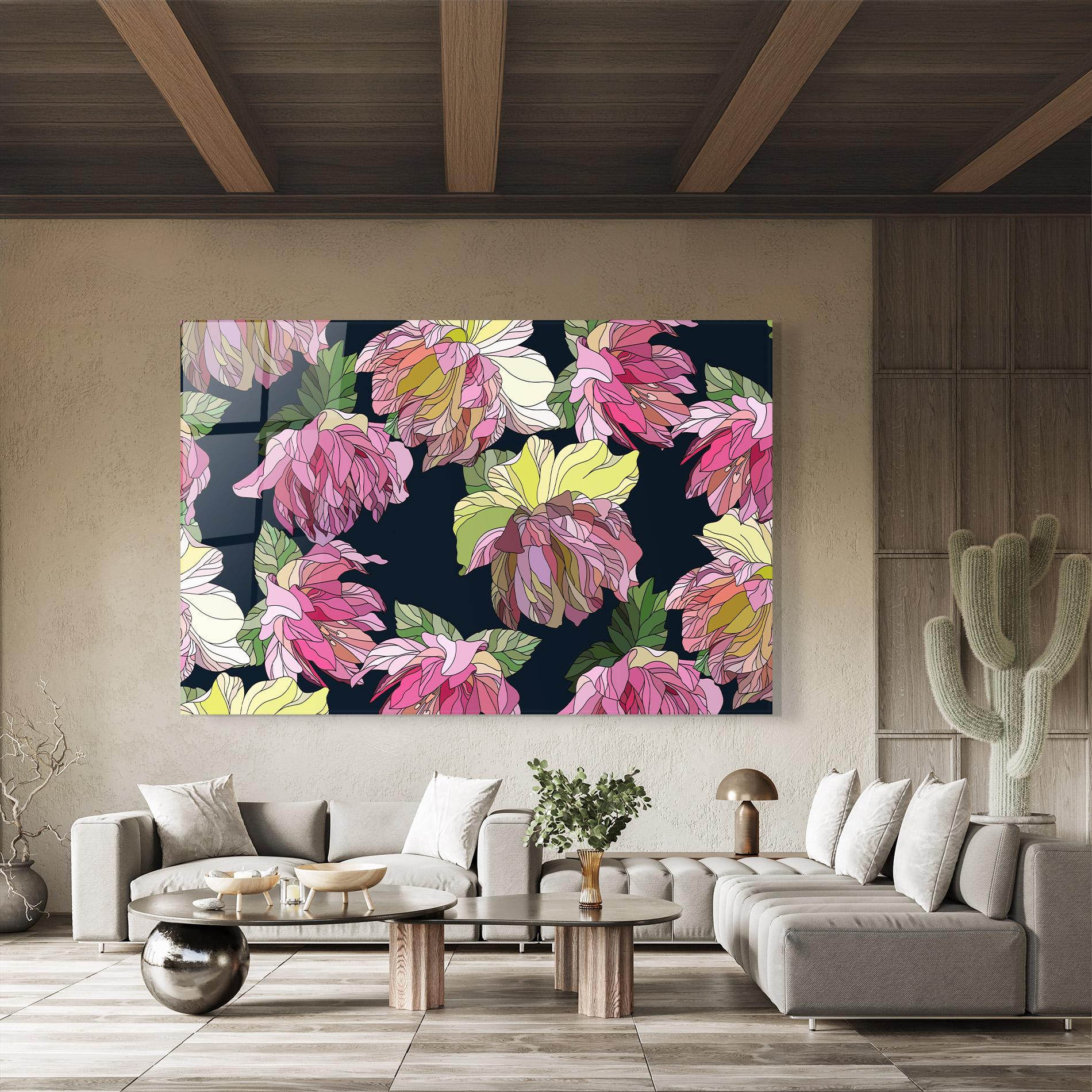 Üvegkép Pretty Peony Art mockup 8