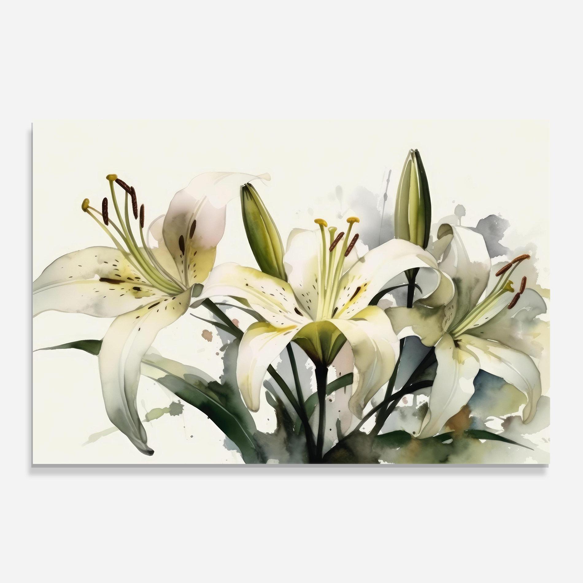 Üvegkép Cute White Lily Painting mockup 0