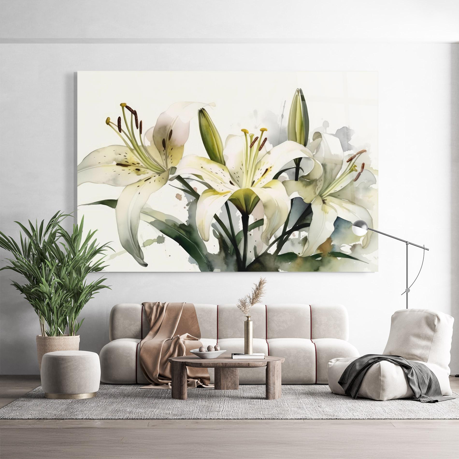Üvegkép Cute White Lily Painting mockup 9