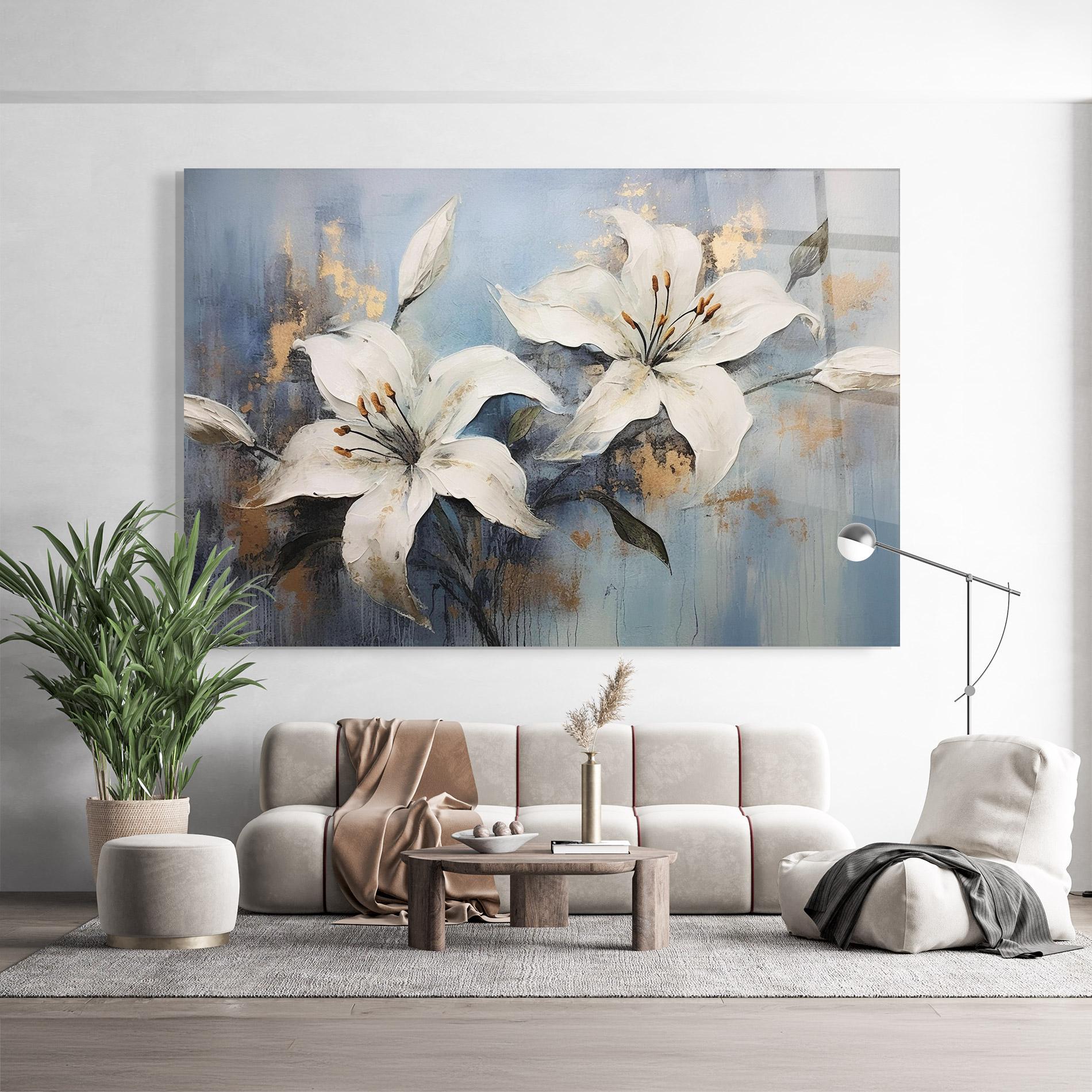 Üvegkép Gold Lily Painting mockup 9