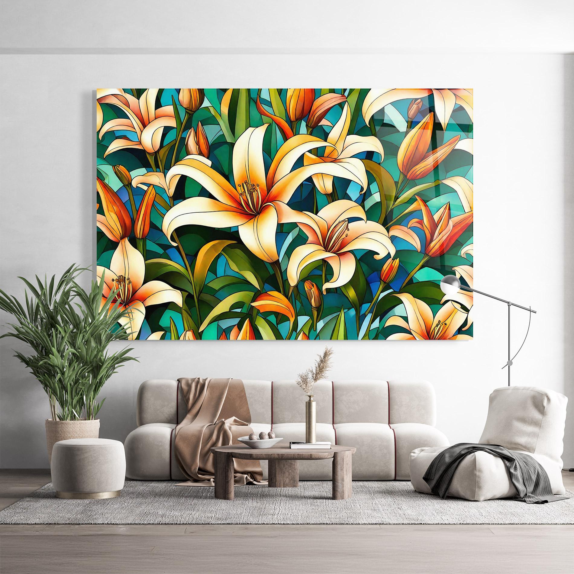 Üvegkép Lily Pattern mockup 9